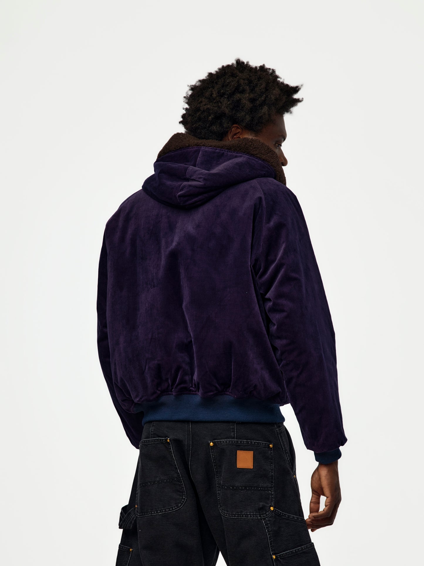 A.PRESSE Vintage Souvenir Velour Hooded Jacket (Sis) (Purple)