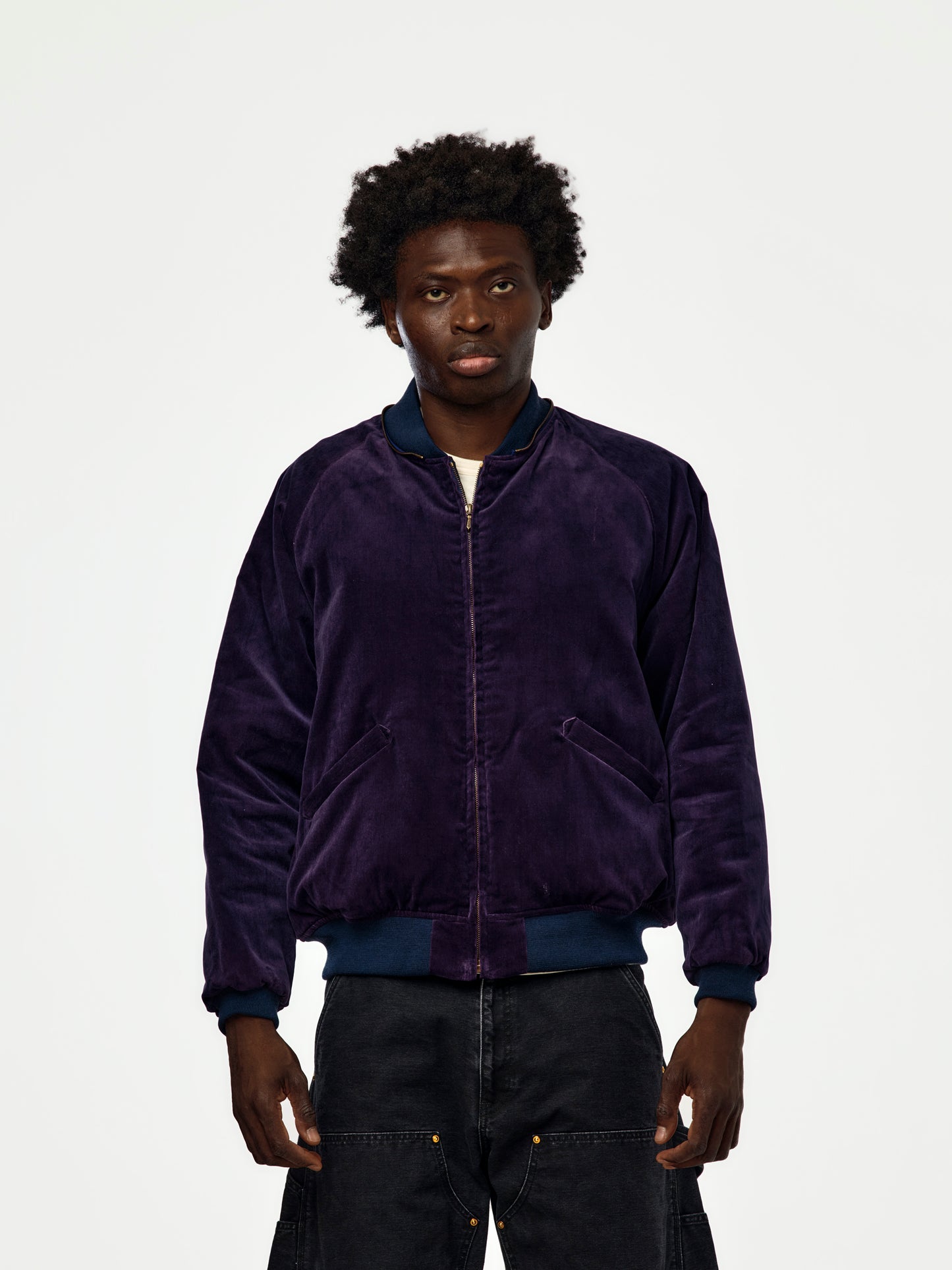 A.PRESSE Vintage Souvenir Velour Hooded Jacket (Sis) (Purple)