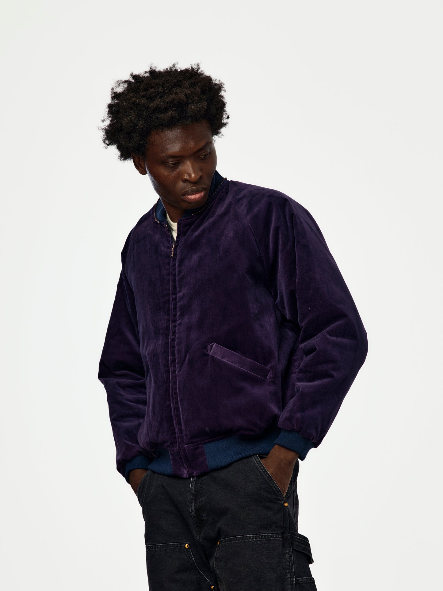 A.PRESSE Vintage Souvenir Velour Hooded Jacket (Sis) (Purple)