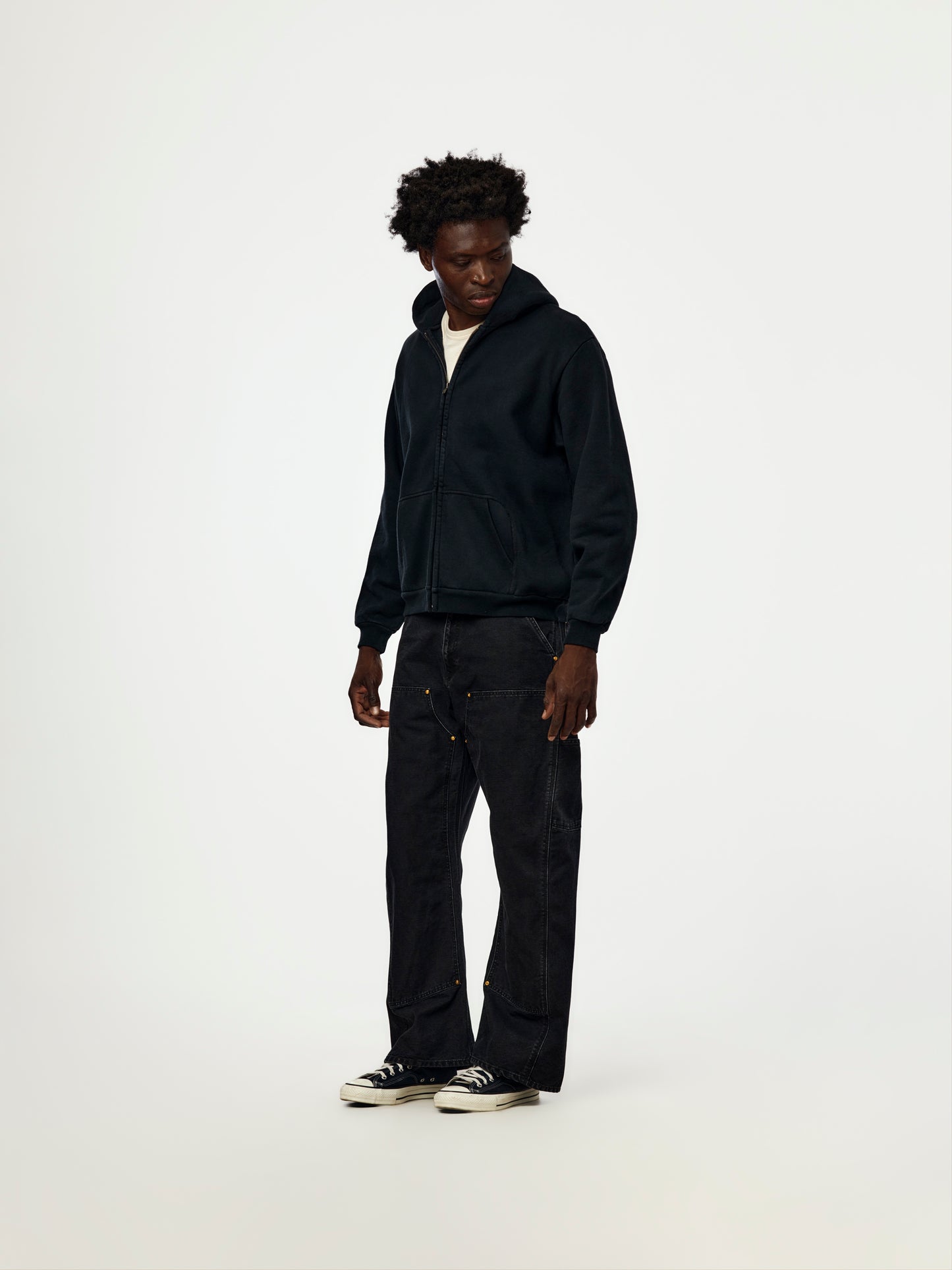 A.PRESSE Vintage Zip Sweat Hoodie (Sis) (Black)