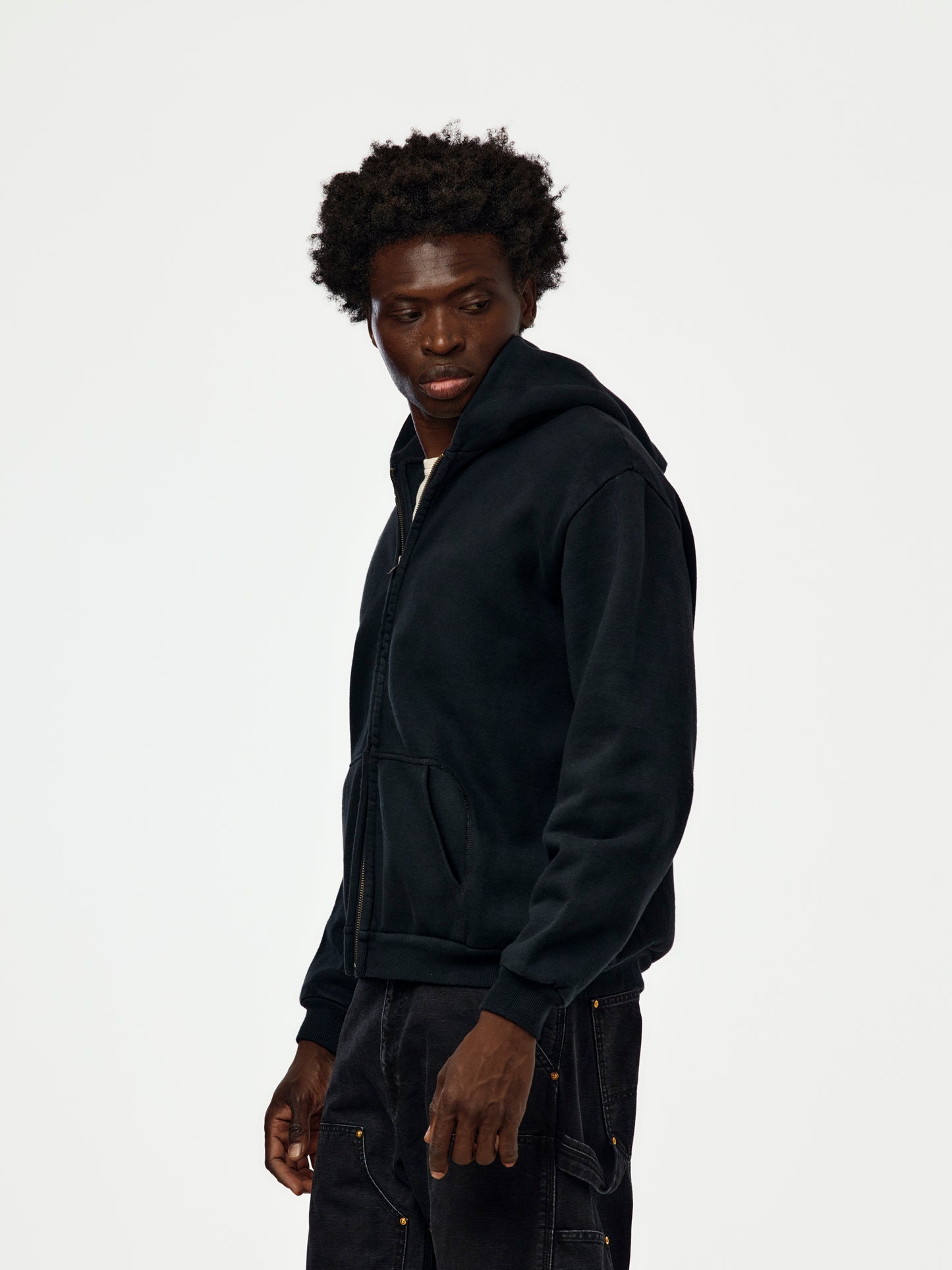 A.PRESSE Vintage Zip Sweat Hoodie (Sis) (Black)