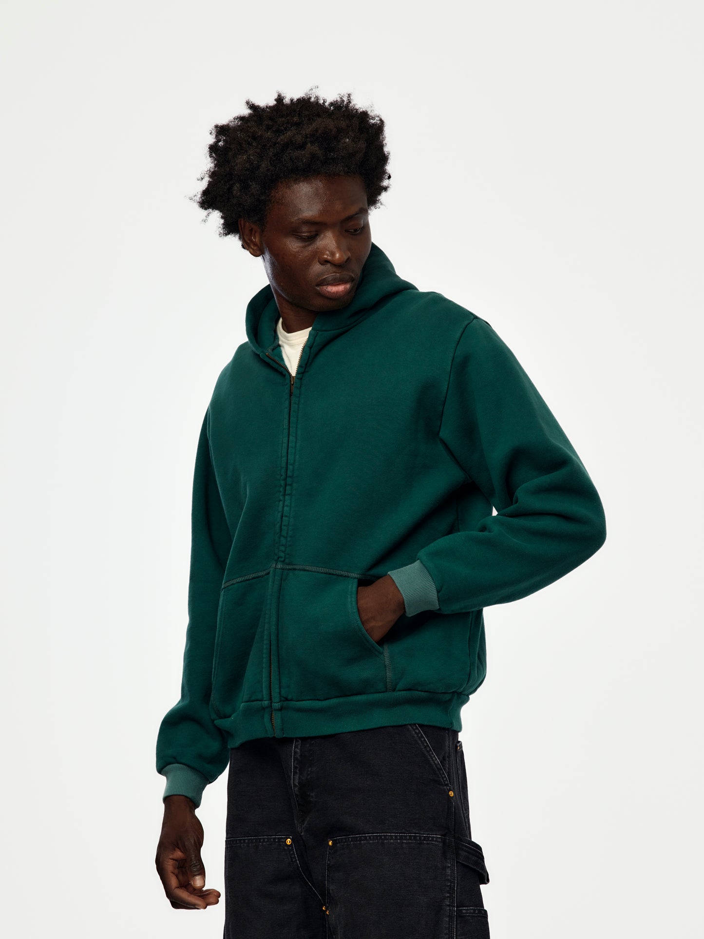 A.PRESSE Vintage Zip Sweat Hoodie (Sis) (Green)