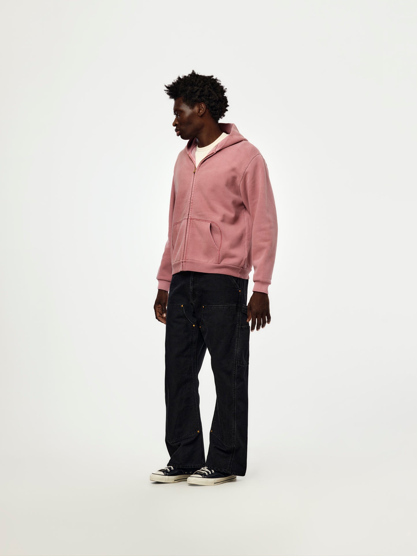A.PRESSE Vintage Zip Sweat Hoodie (Sis) (Pink)