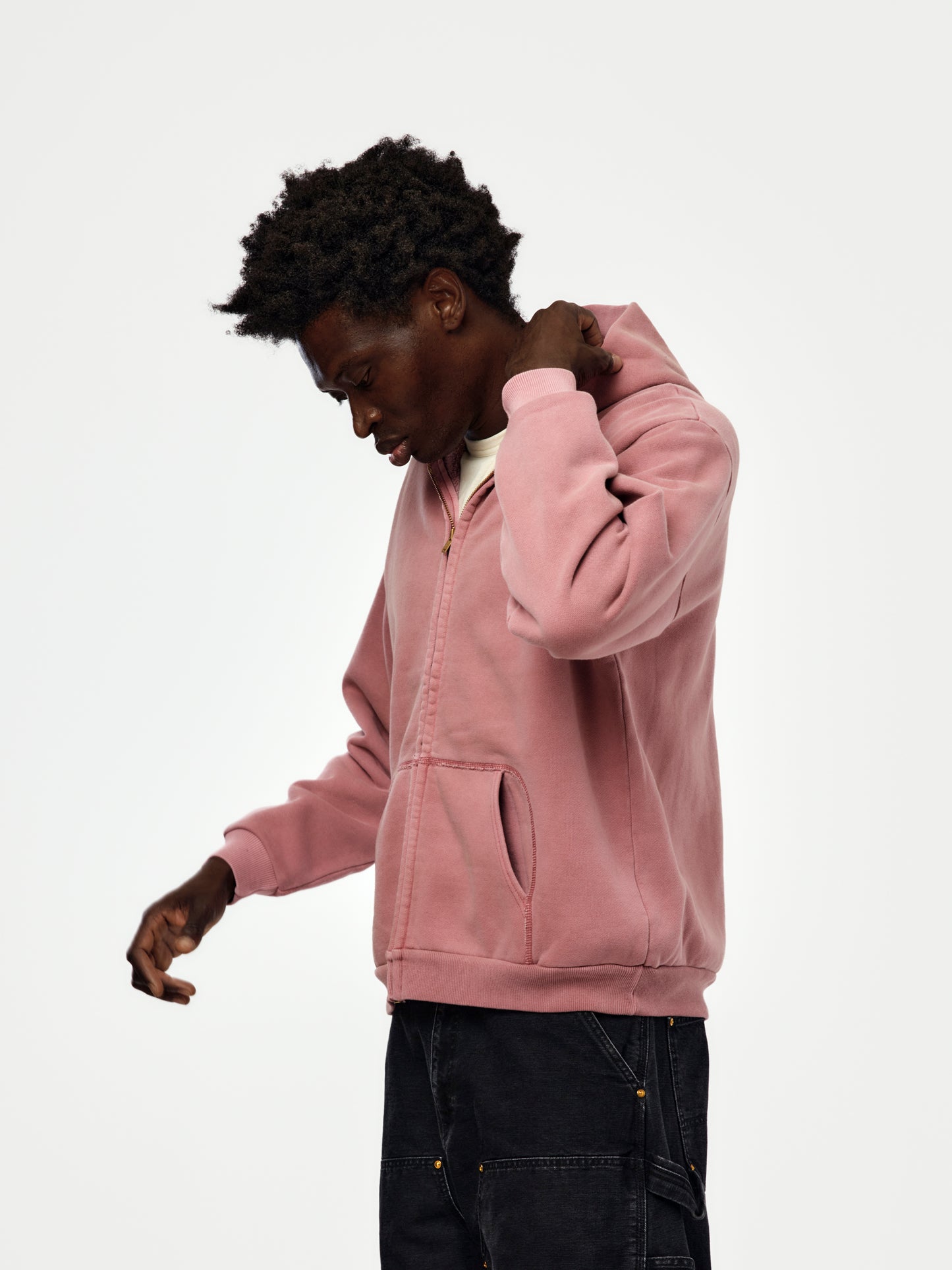 A.PRESSE Vintage Zip Sweat Hoodie (Sis) (Pink)