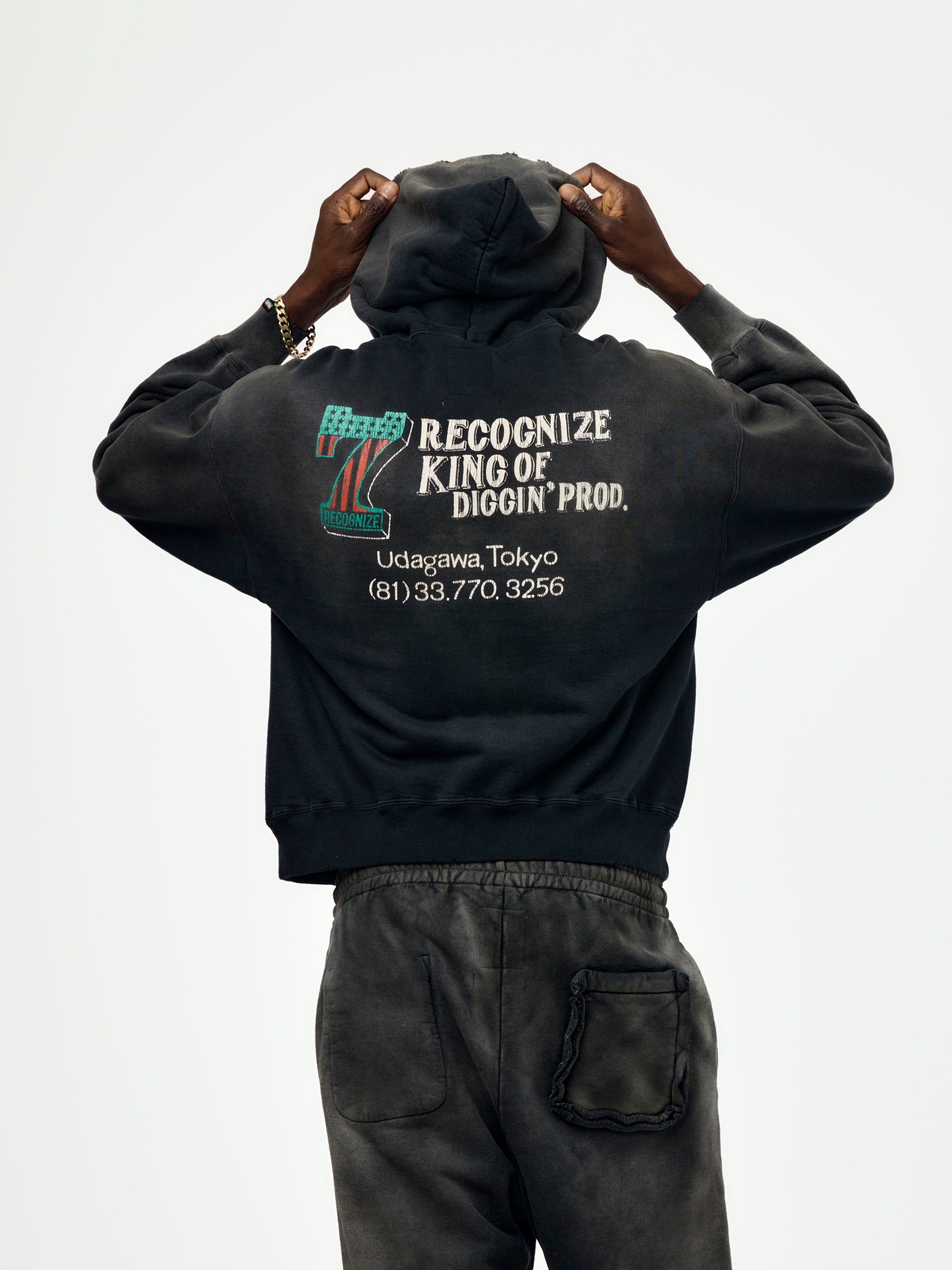 BOW WOW #7 Vinyl Zip Aged Hoodie (Black) - UNION LOS ANGELES
