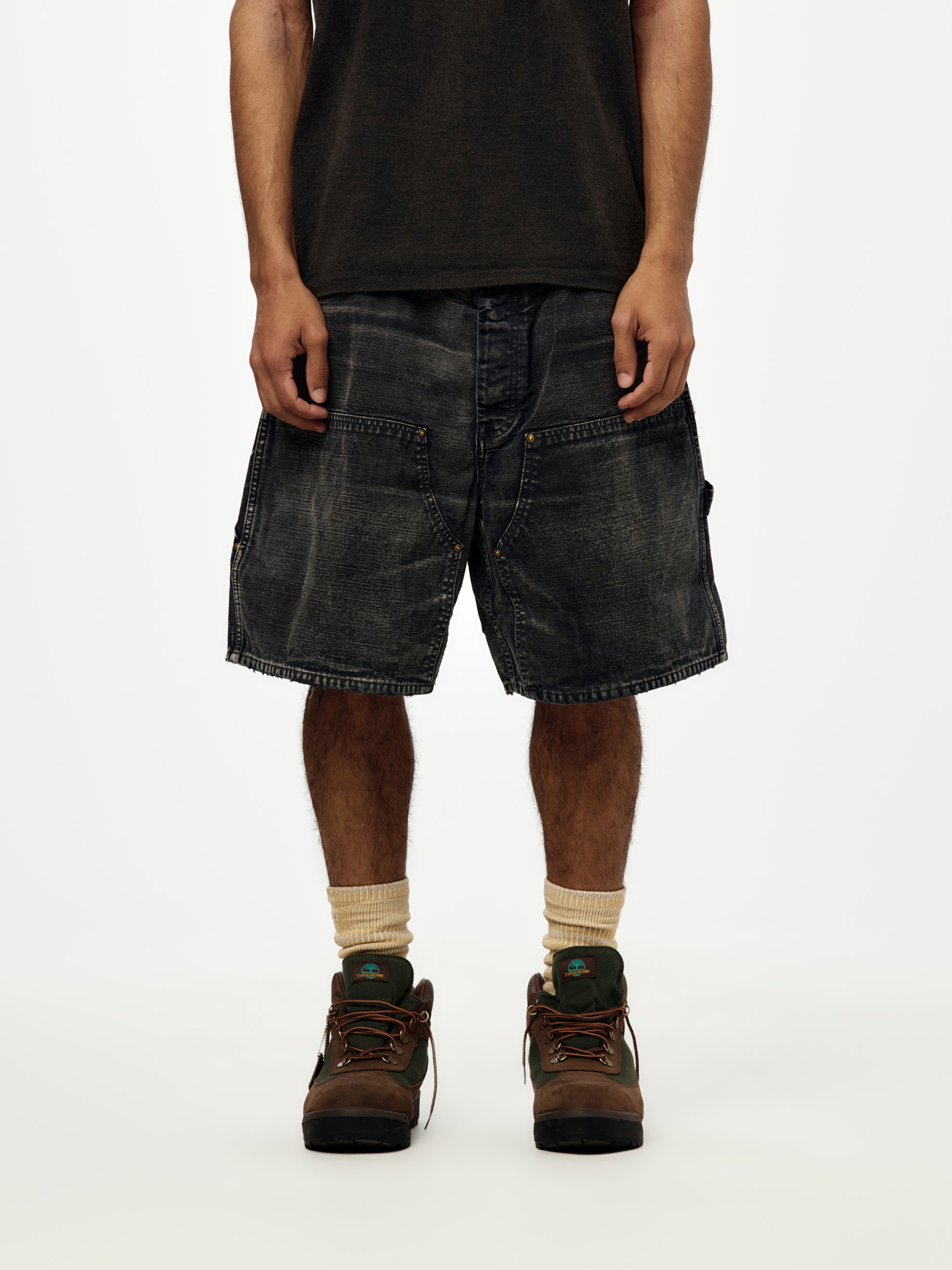 パンツ BOWWOW DOUBLE KNEE PAINTER SHORTS BOW WOW Double Knee Aged Duck Shorts (Black) - UNION LOS ANGELES