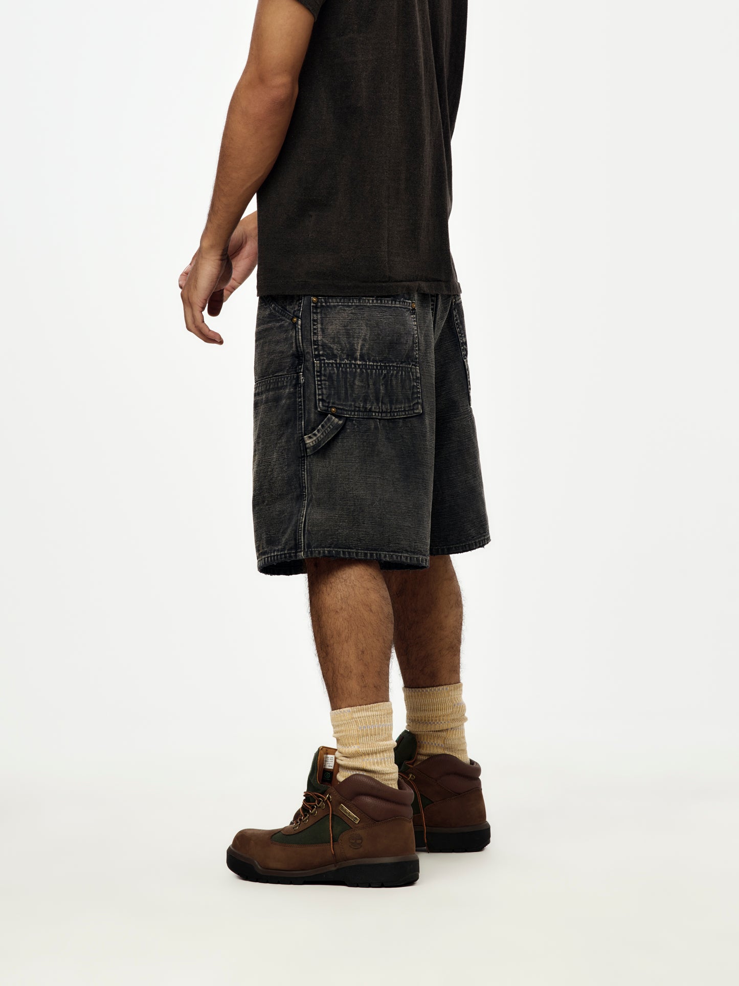Double Knee Aged Duck Shorts (Black)