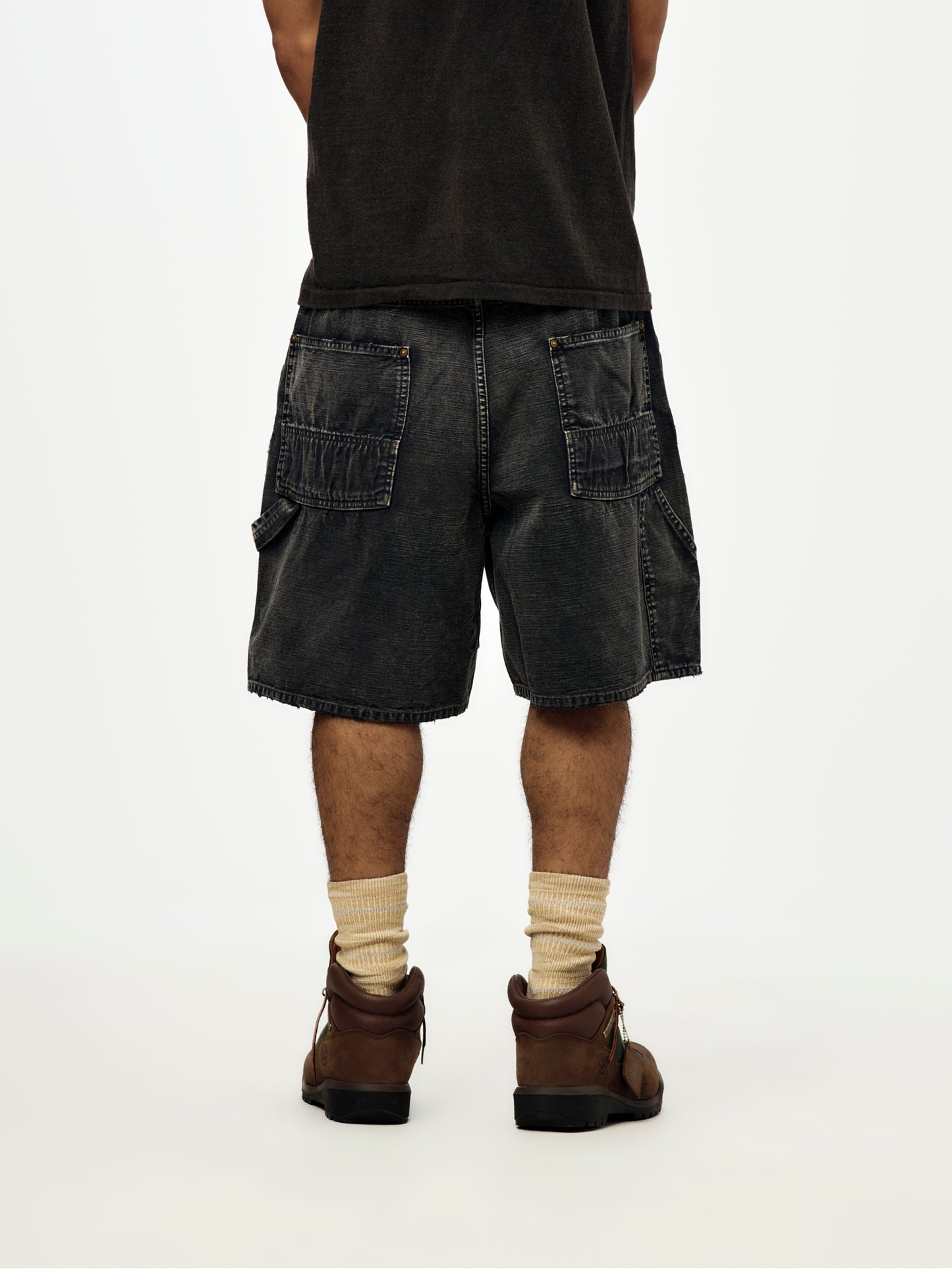 Double Knee Aged Duck Shorts (Black)