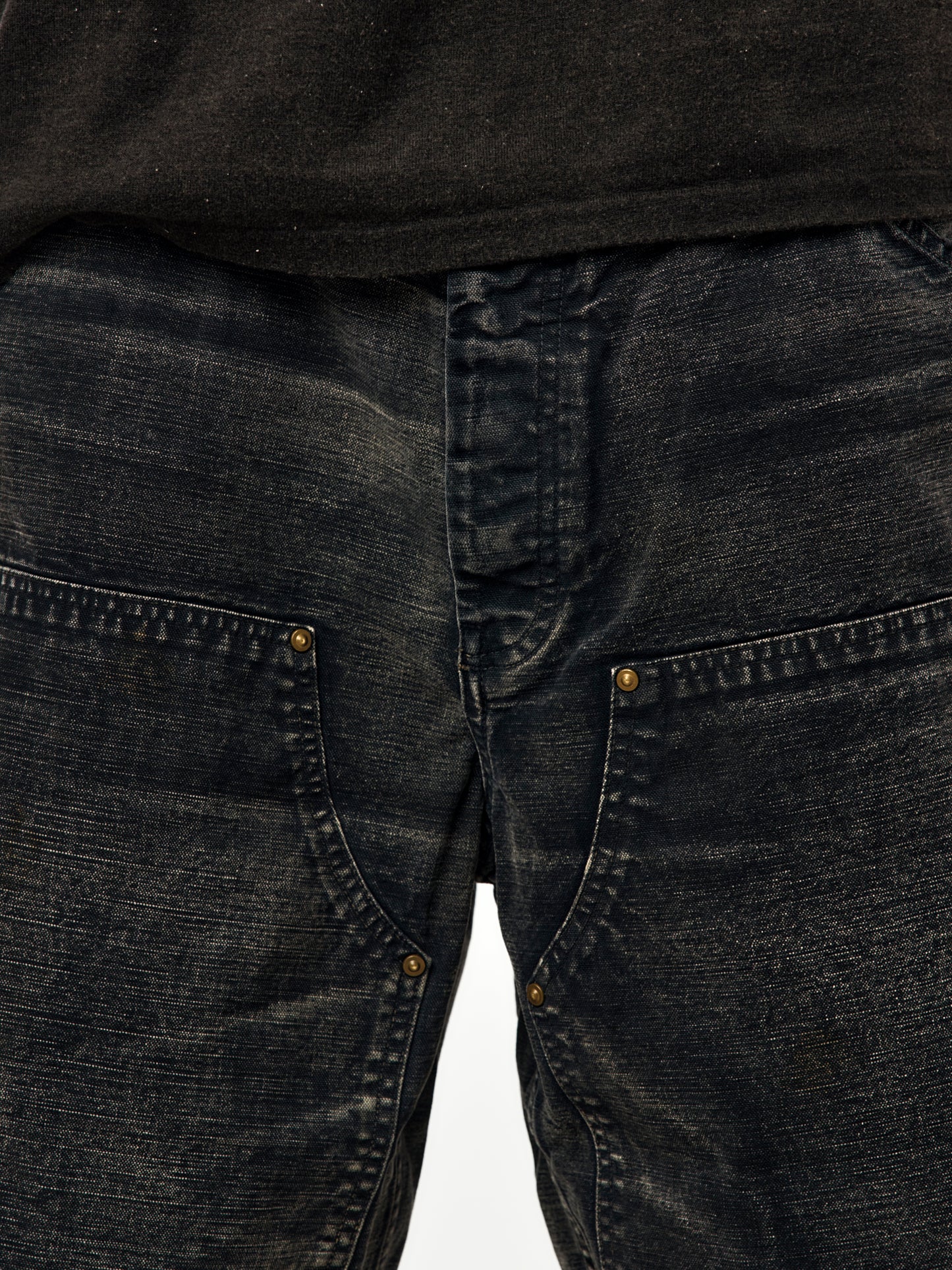 Double Knee Aged Duck Shorts (Black)