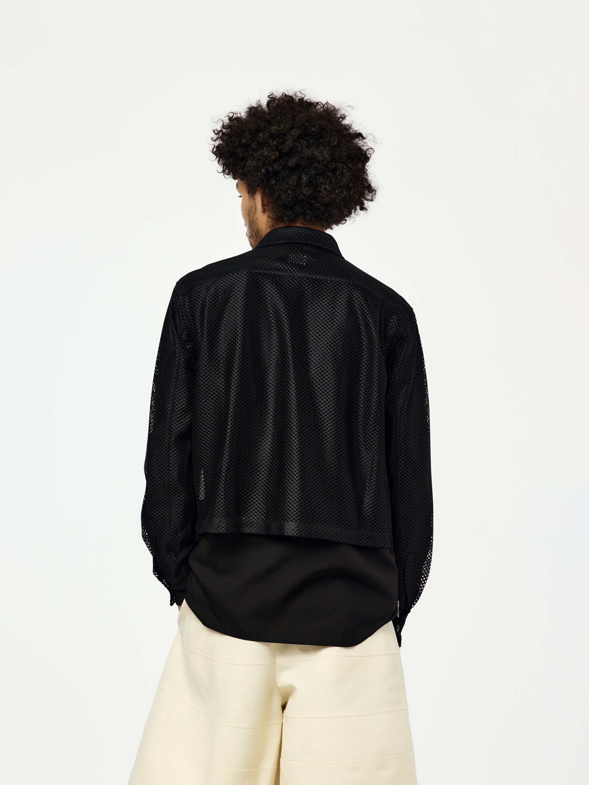 Comme Des Garcons Homme Plus MEN'S ZIPPER MESH OVERLAY SHIRT PQ