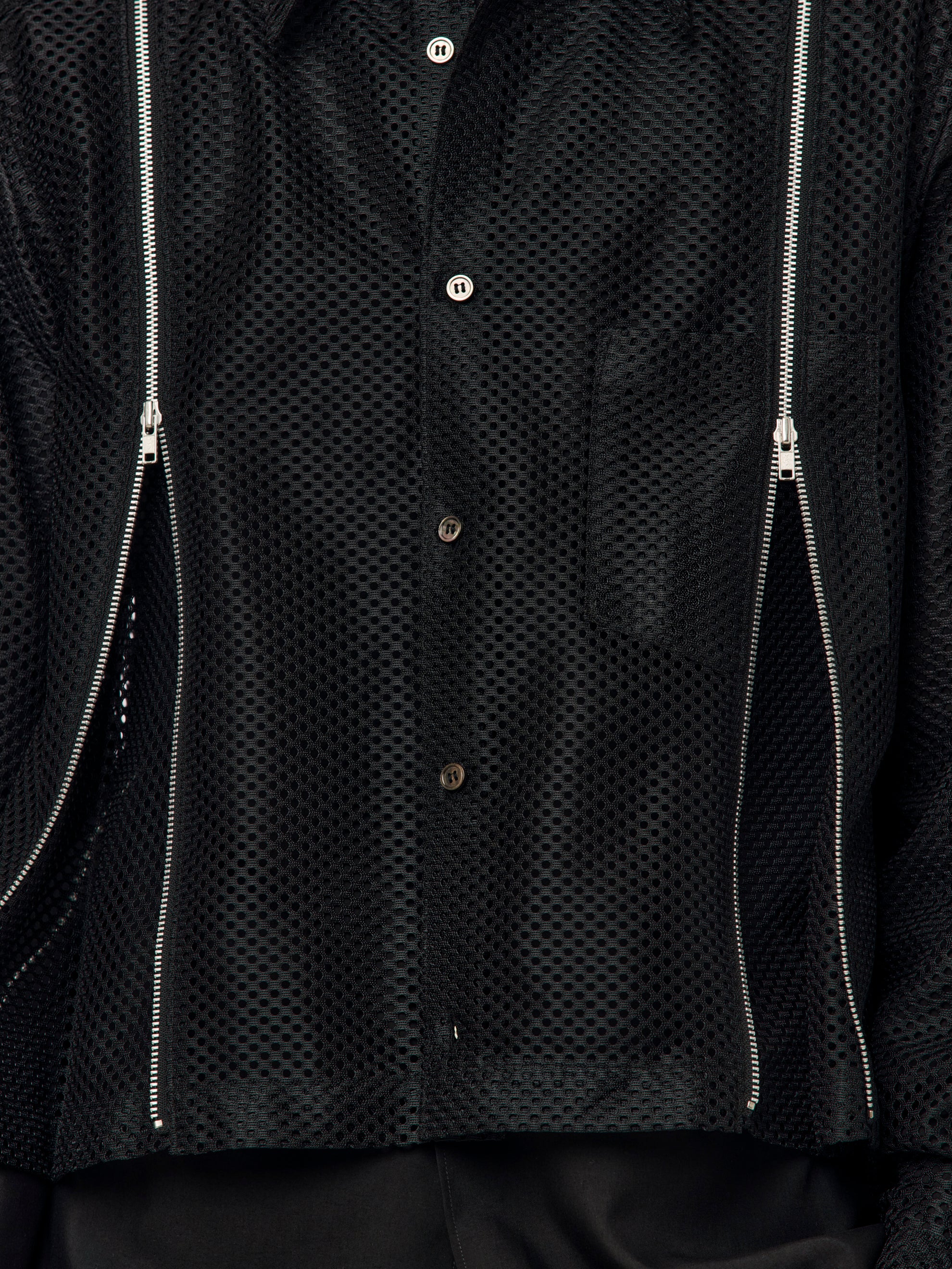 Comme Des Garcons Homme Plus MEN'S ZIPPER MESH OVERLAY SHIRT PQ