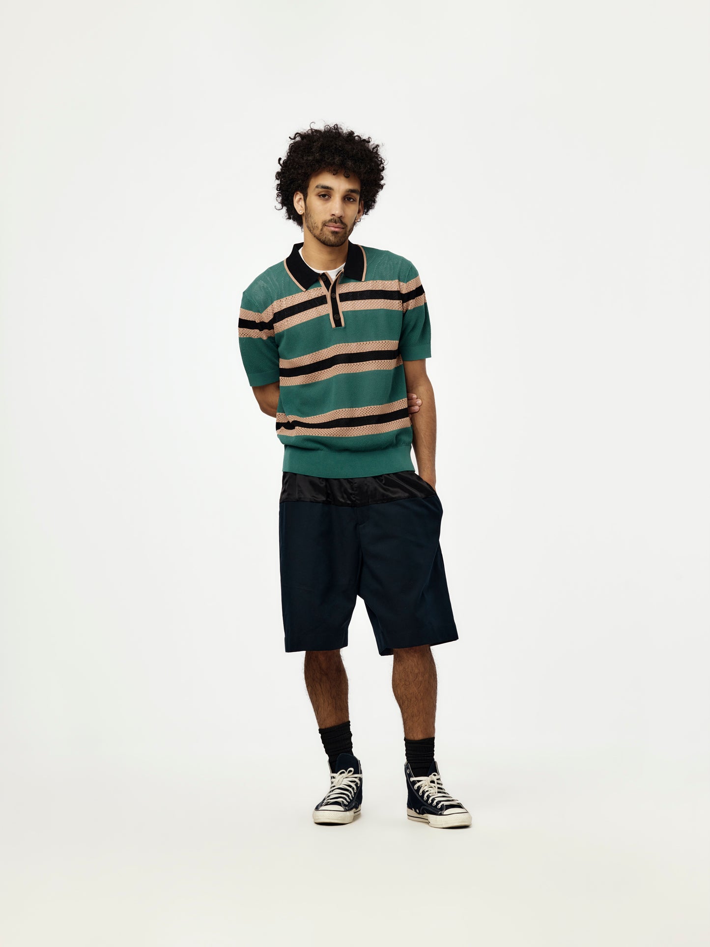 Mercy Stripe Polo (Pine)