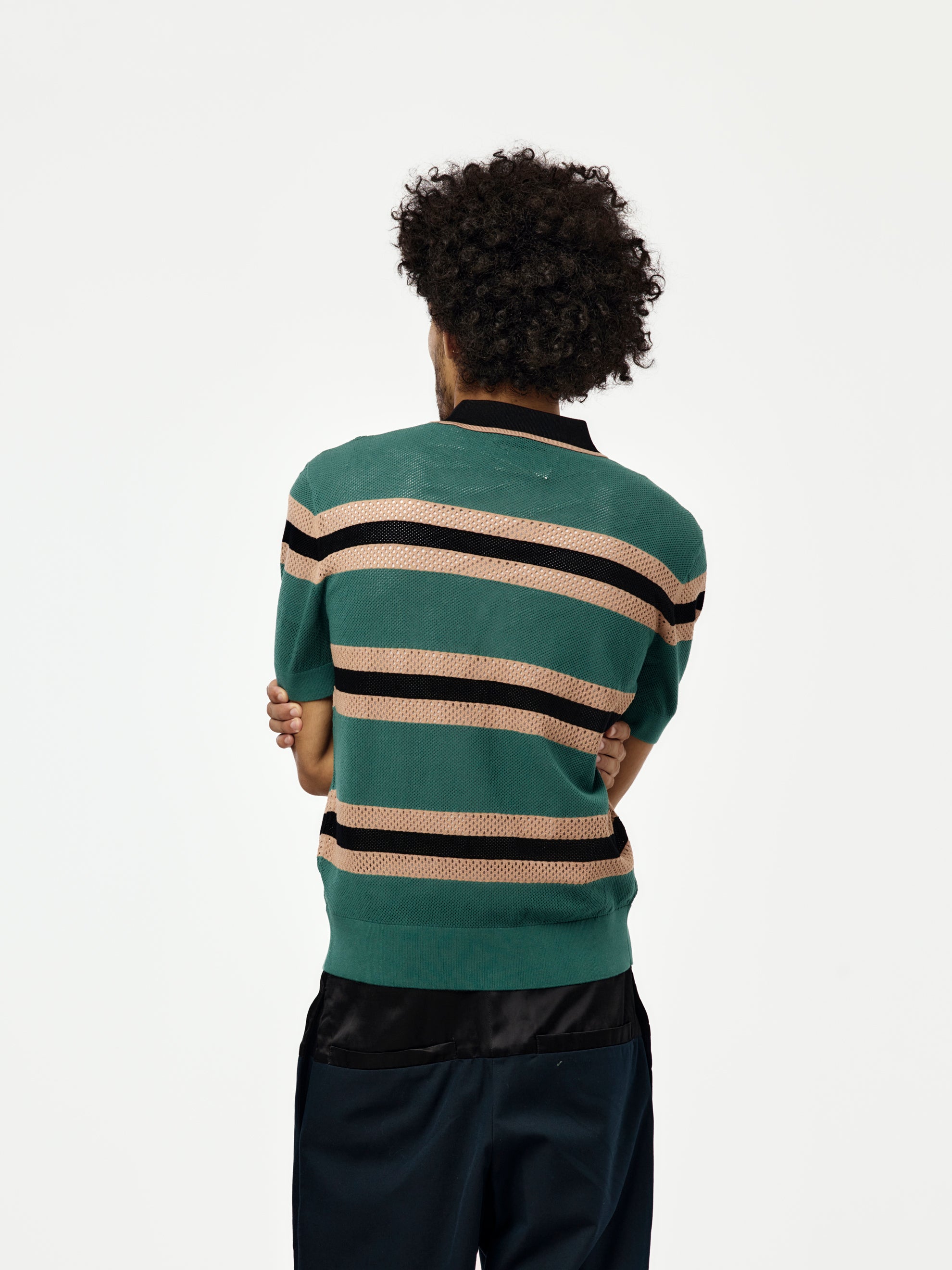 Dries Van Noten Mercy Stripe Polo (Pine) - UNION LOS ANGELES