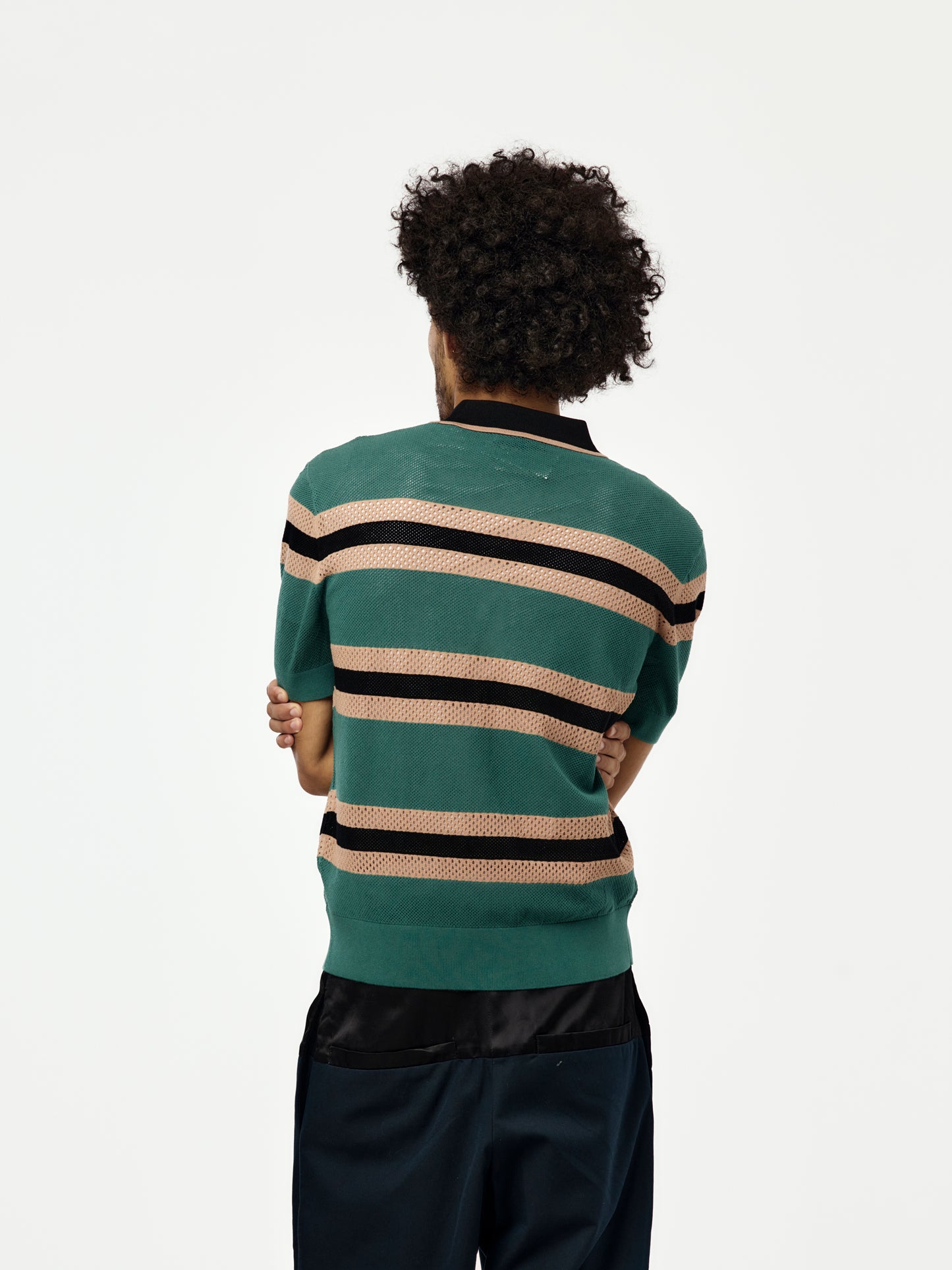 Mercy Stripe Polo (Pine)