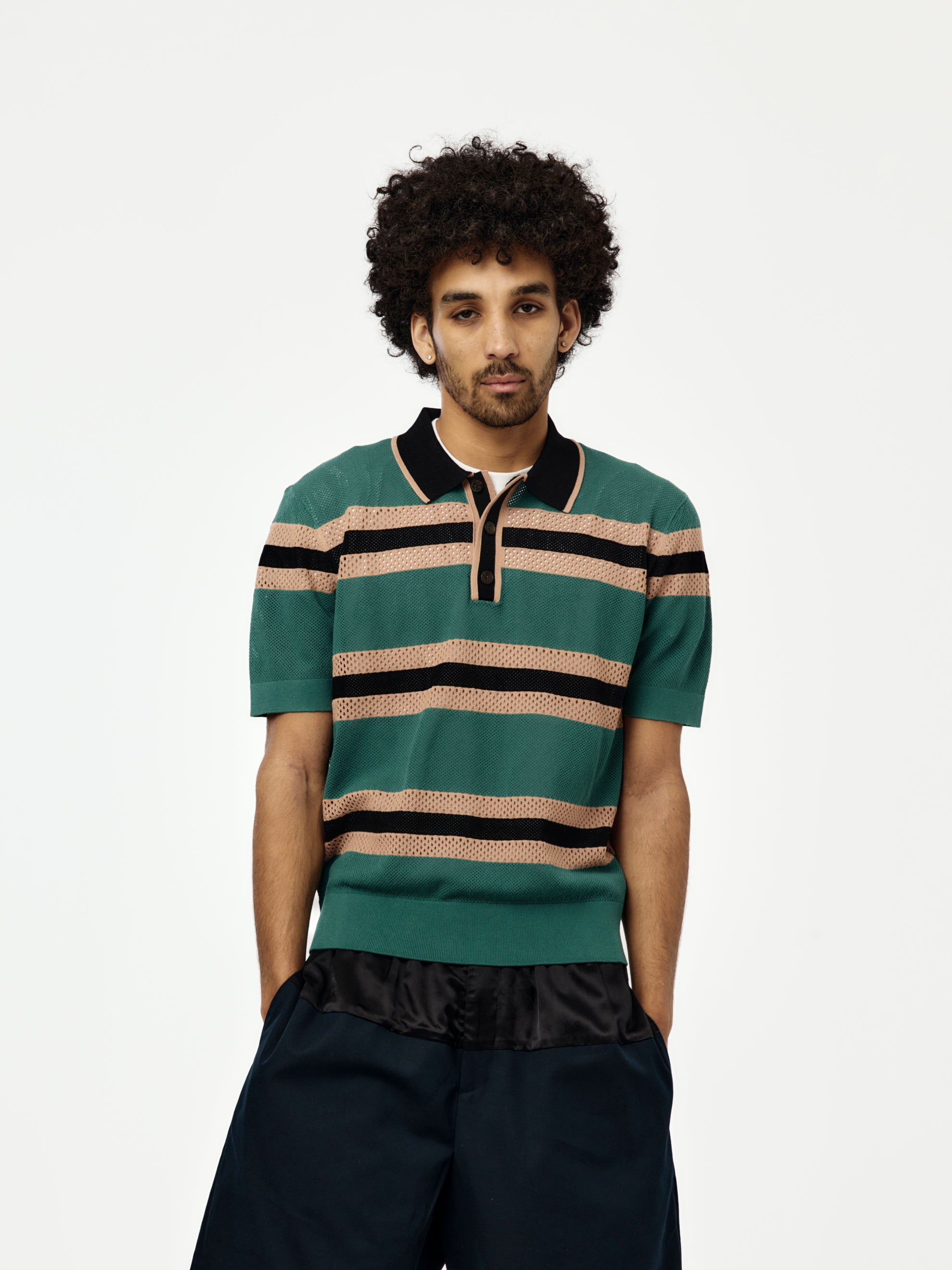 Dries Van Noten Mercy Stripe Polo (Pine) - UNION LOS ANGELES