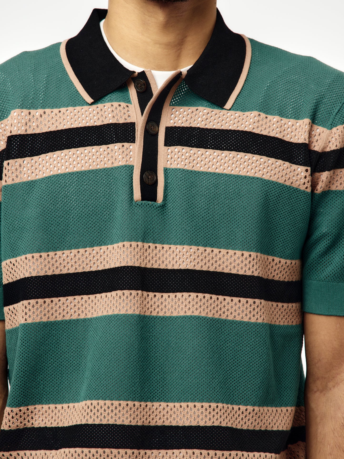 Mercy Stripe Polo (Pine)