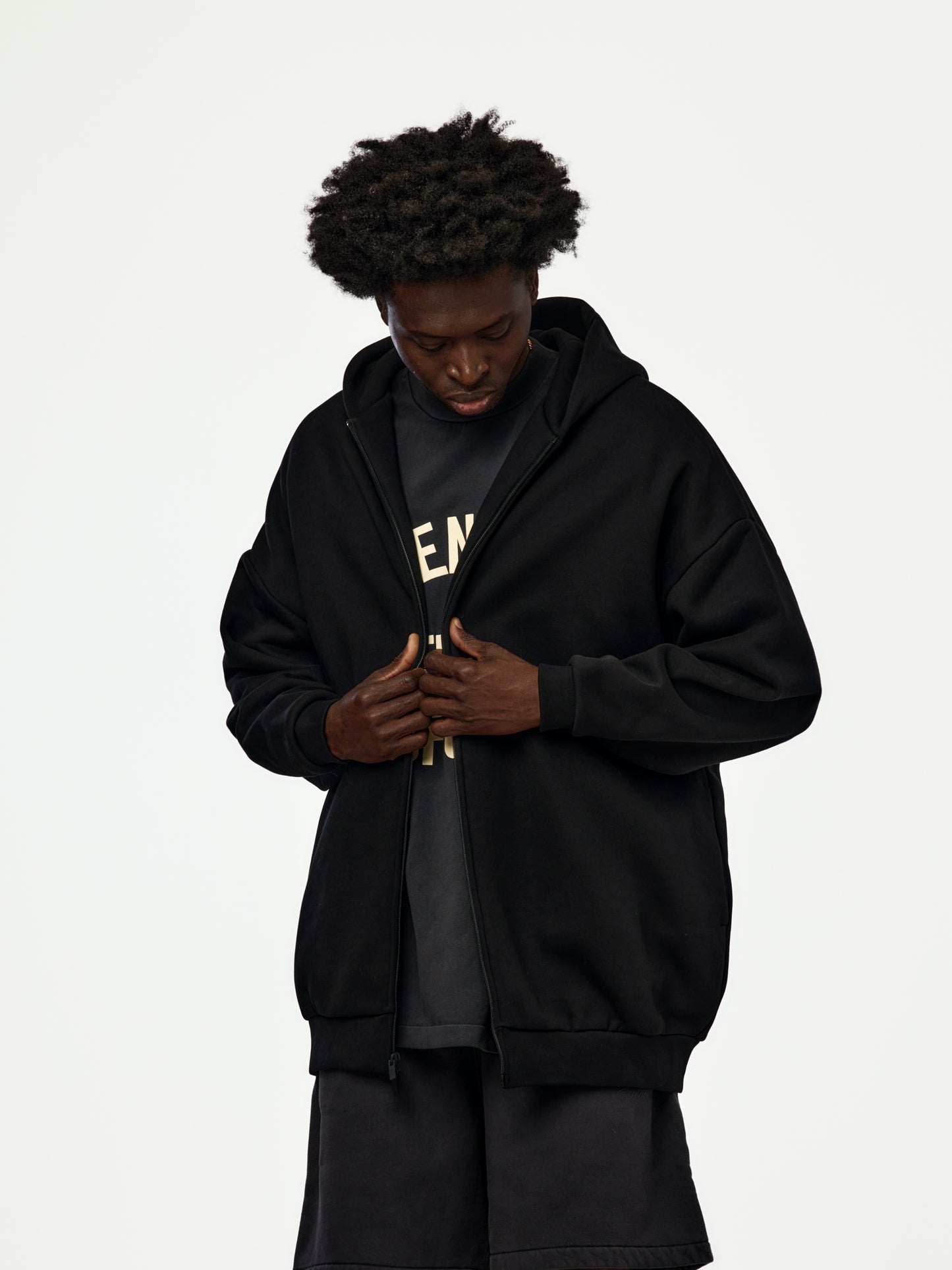 PROPERTY LOUNGE LONG ZIP HOODIE (BLACK)