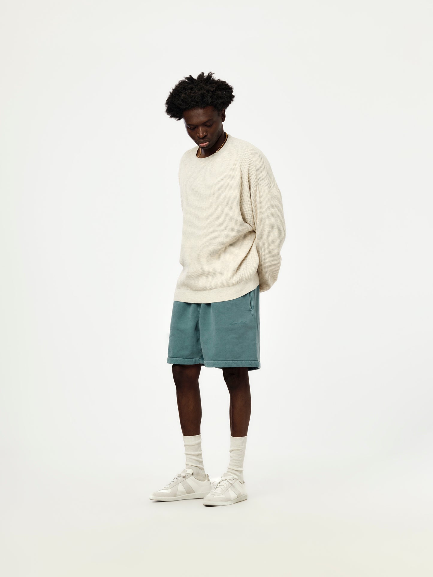 SIGNATURE WAFFLE 90'S CREWNECK SWEATER (OATMEAL HEATHER)