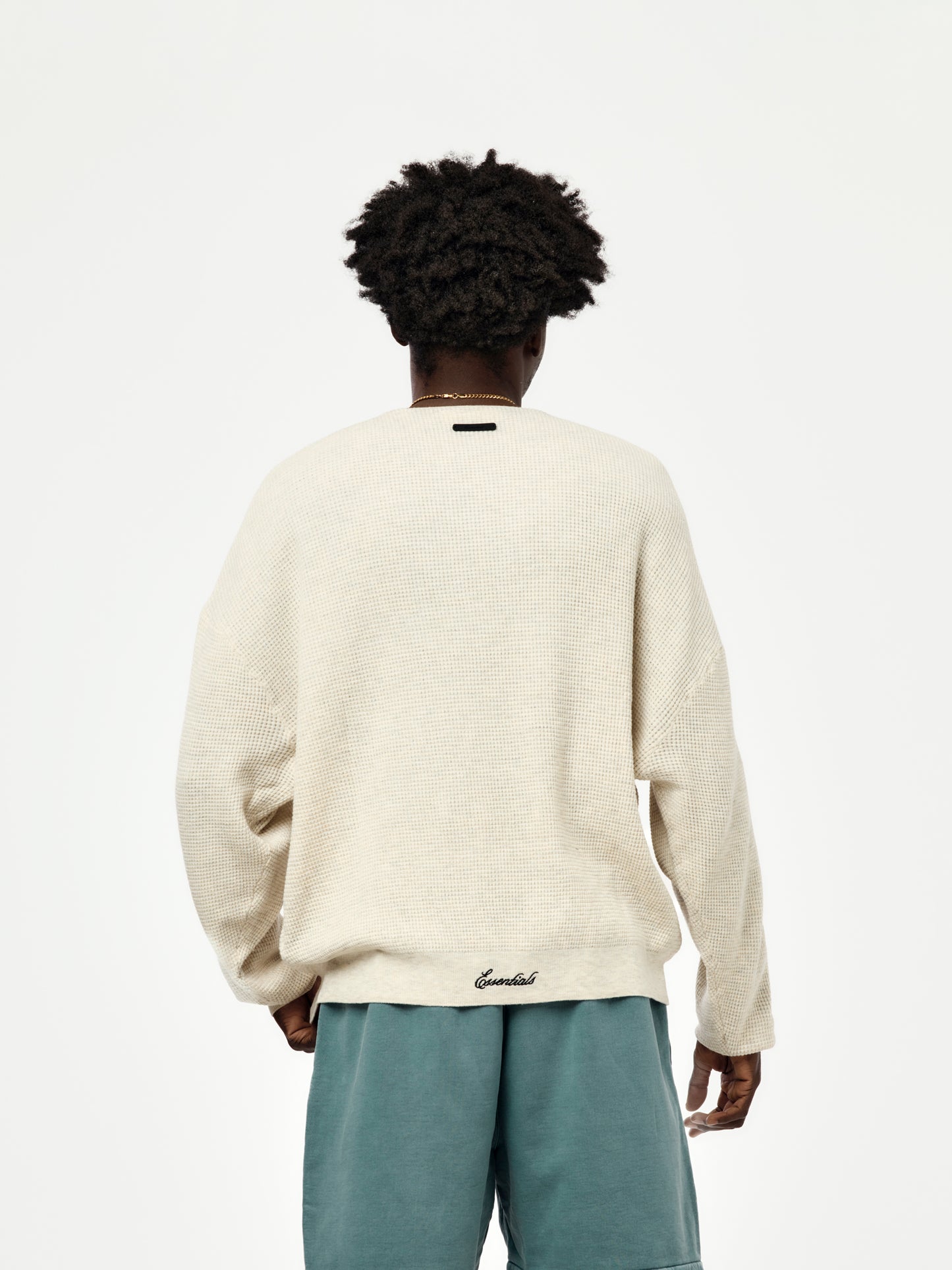 SIGNATURE WAFFLE 90'S CREWNECK SWEATER (OATMEAL HEATHER)