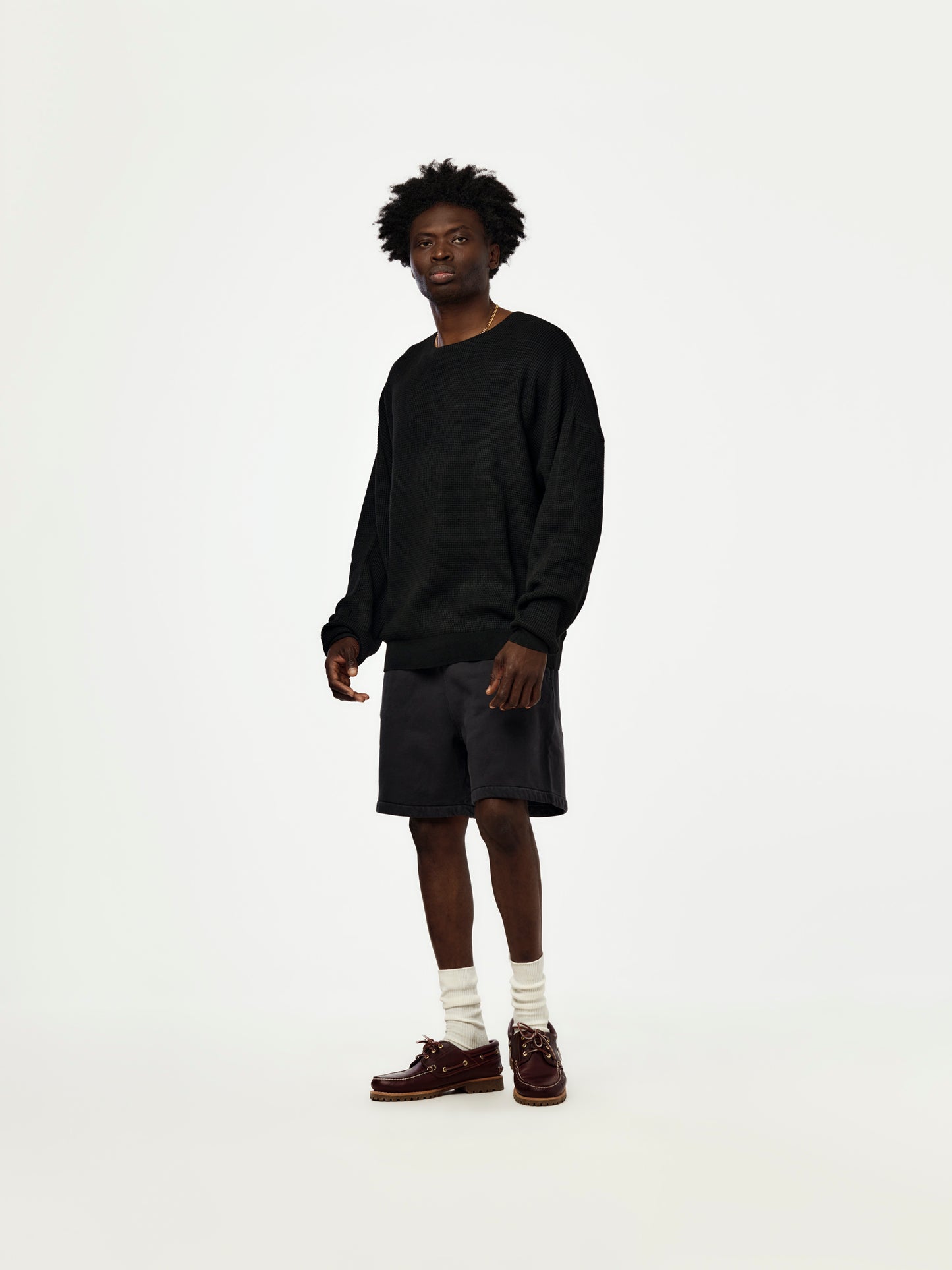 SIGNATURE WAFFLE 90'S CREWNECK SWEATER (VINTAGE BLACK)