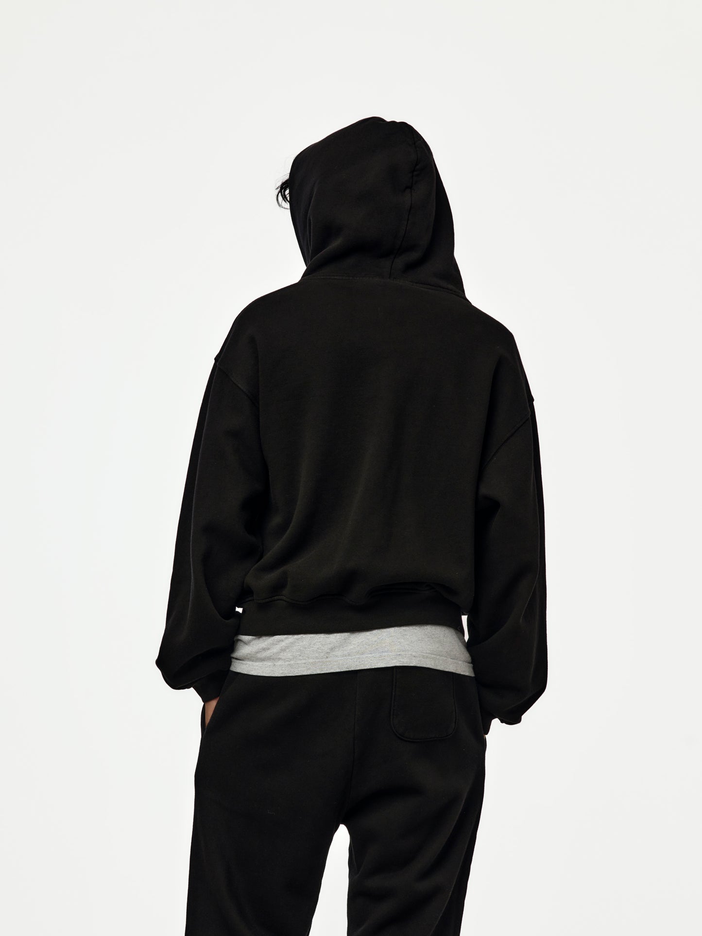baggy crop zip hoodie (black)