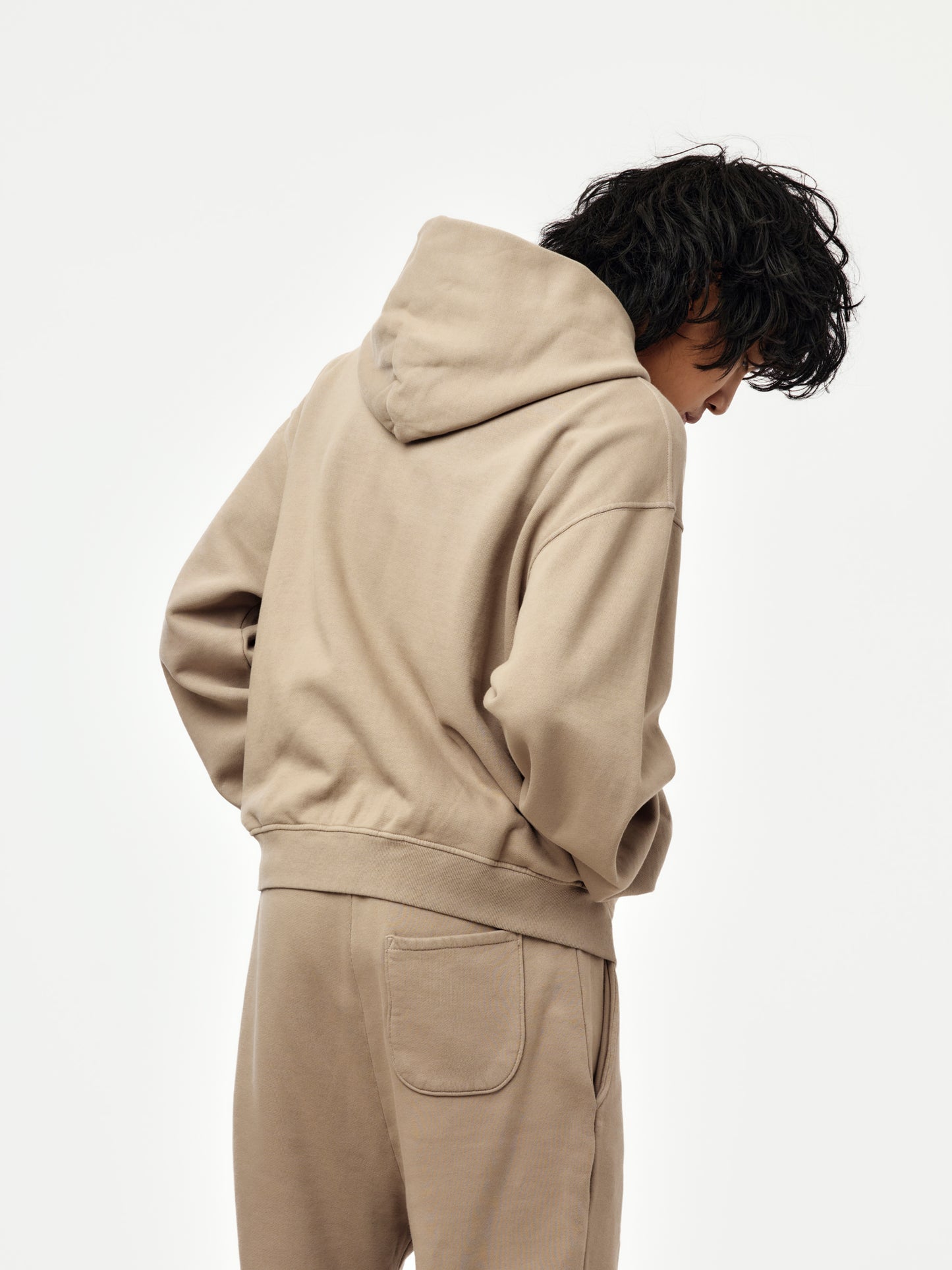 baggy crop zip hoodie (dune)