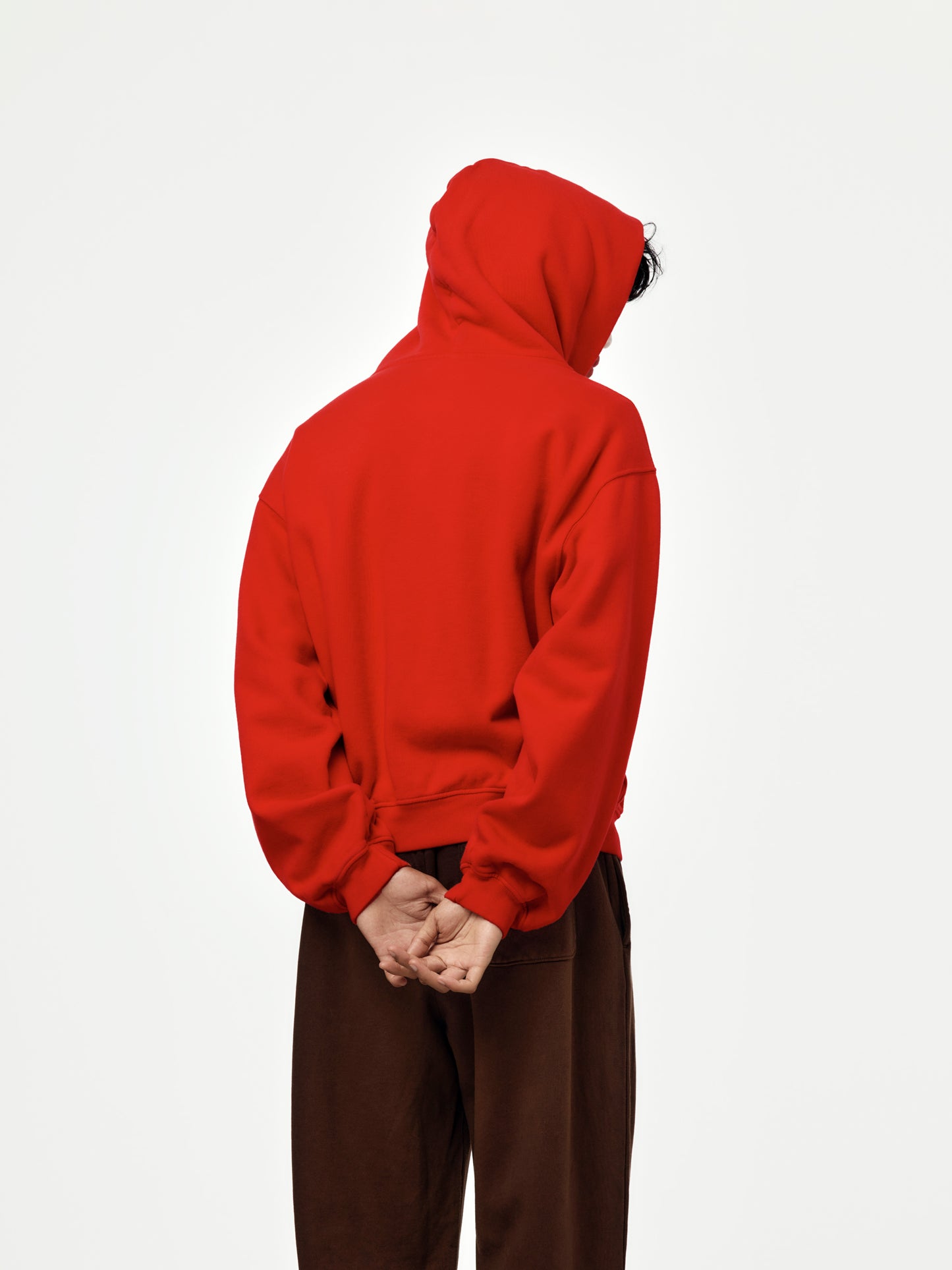 baggy crop zip hoodie (red)