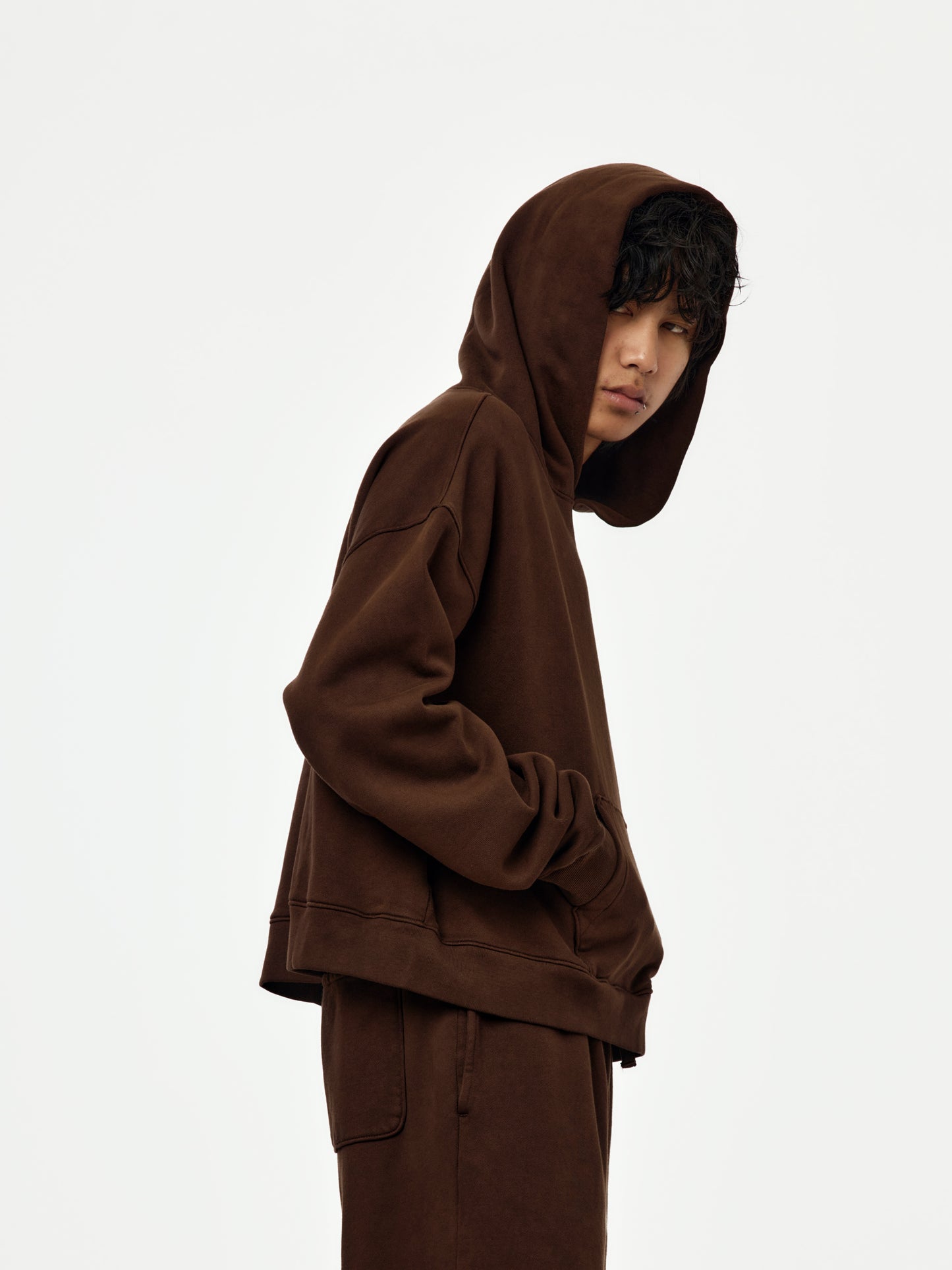 box crop hoodie (brown)