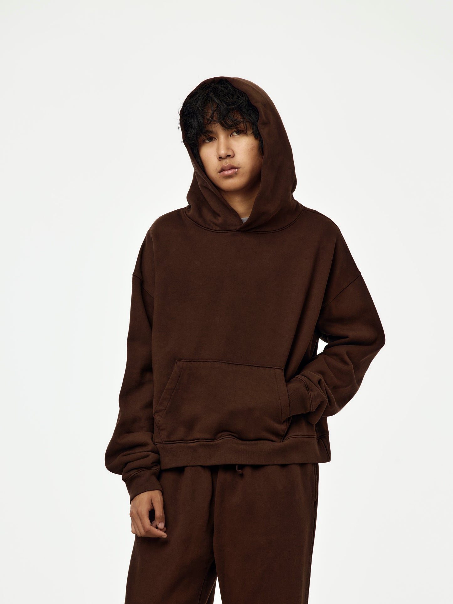 box crop hoodie (brown)