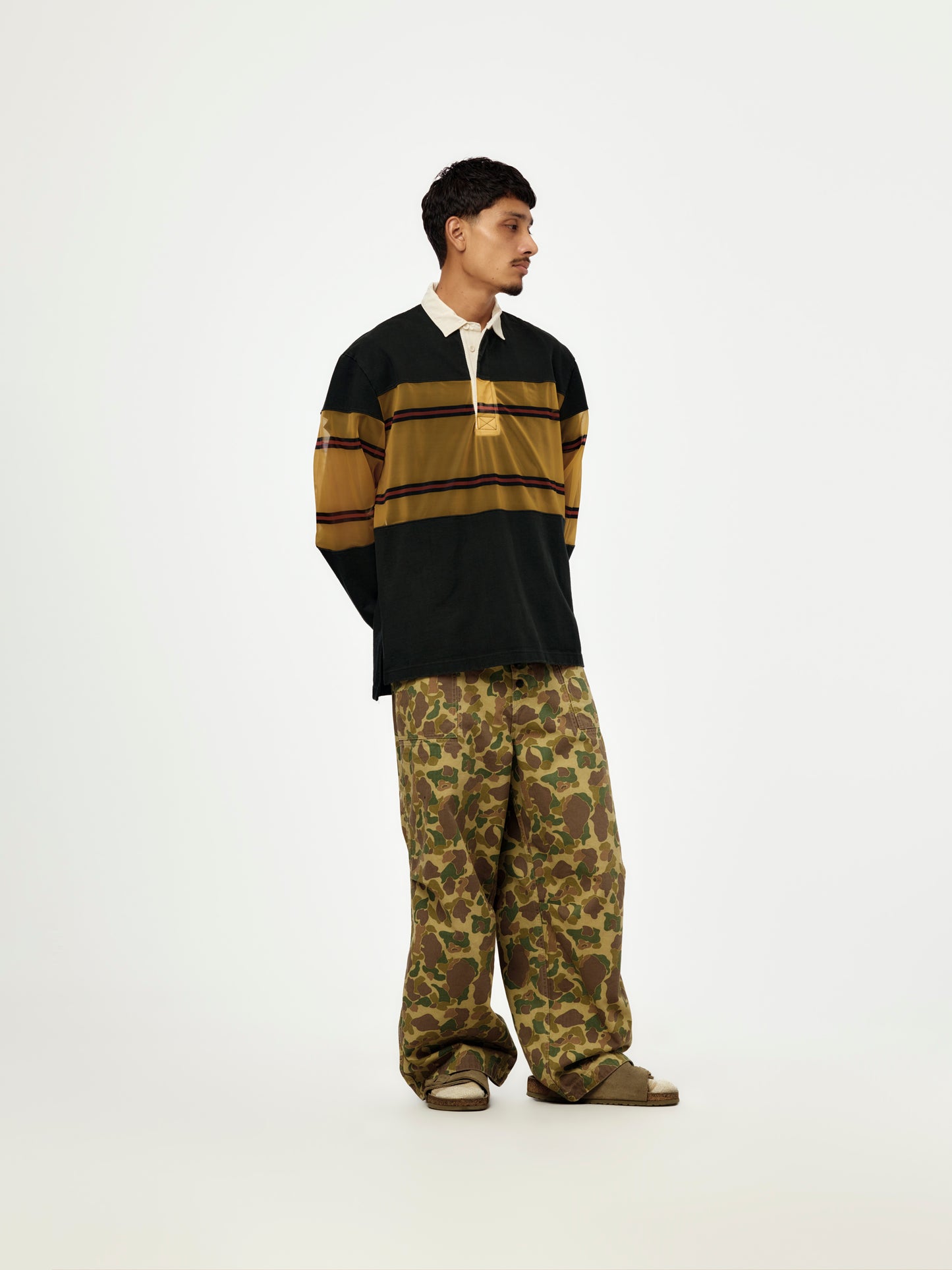 16/-Dense-Jersey x SheerJersey Rugby Shirt (Black)