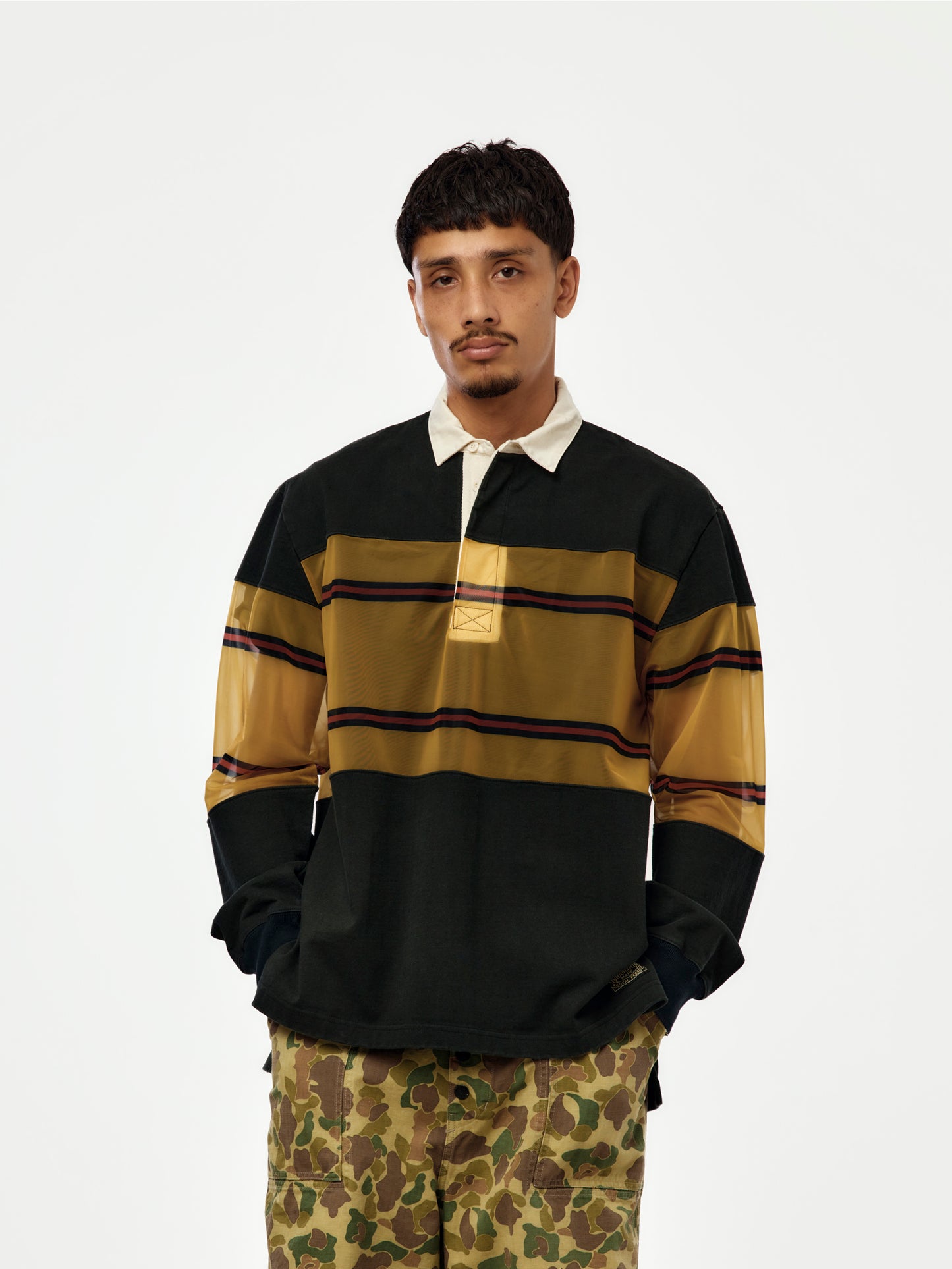 16/-Dense-Jersey x SheerJersey Rugby Shirt (Black)