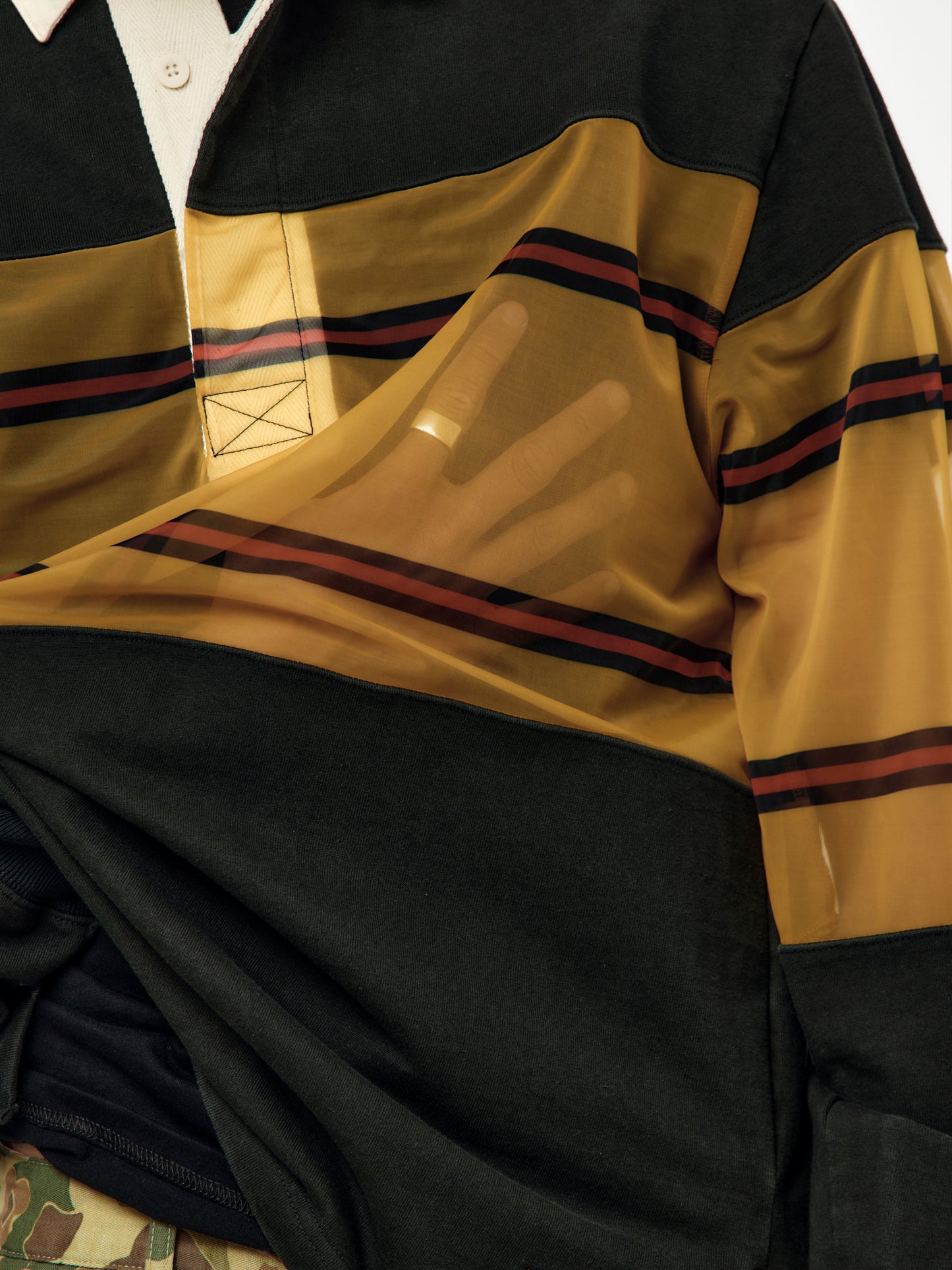 16/-Dense-Jersey x SheerJersey Rugby Shirt (Black)