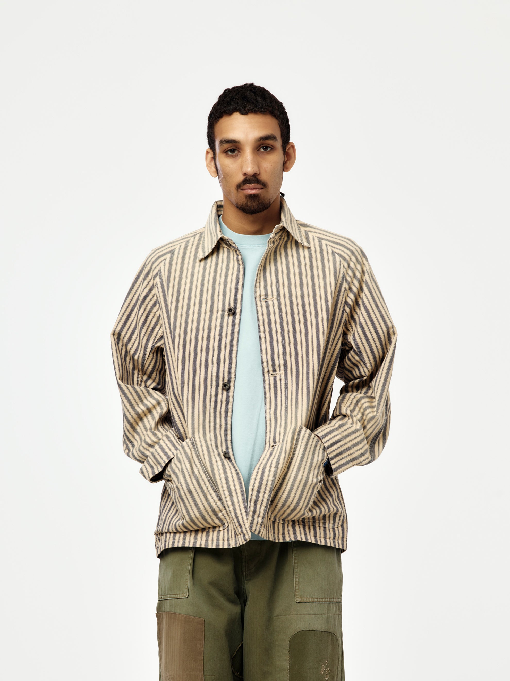 KAPITAL ベージュ ストライプ カバーオール Kapital WWII-model DIXIE Hickoree CACTUS Coverall (MAUVE) - UNION