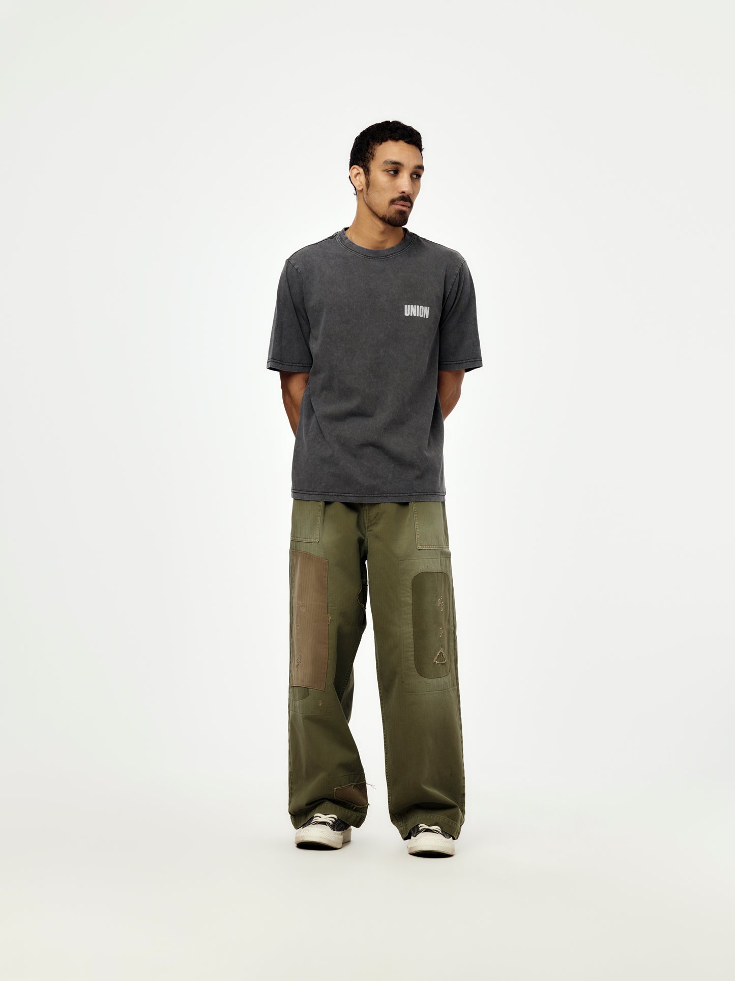 Herringbone FATIGUE Baggy Pants (Khaki RUSHFILED Remake)