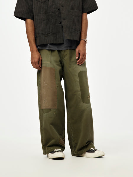 パンツ CTHY TECHWOOL BAGGY SARROUEL SLACKS BL 1 CTHY TECHWOOL BAGGY SARROUEL SLACKS カーキ Kapital Herringbone