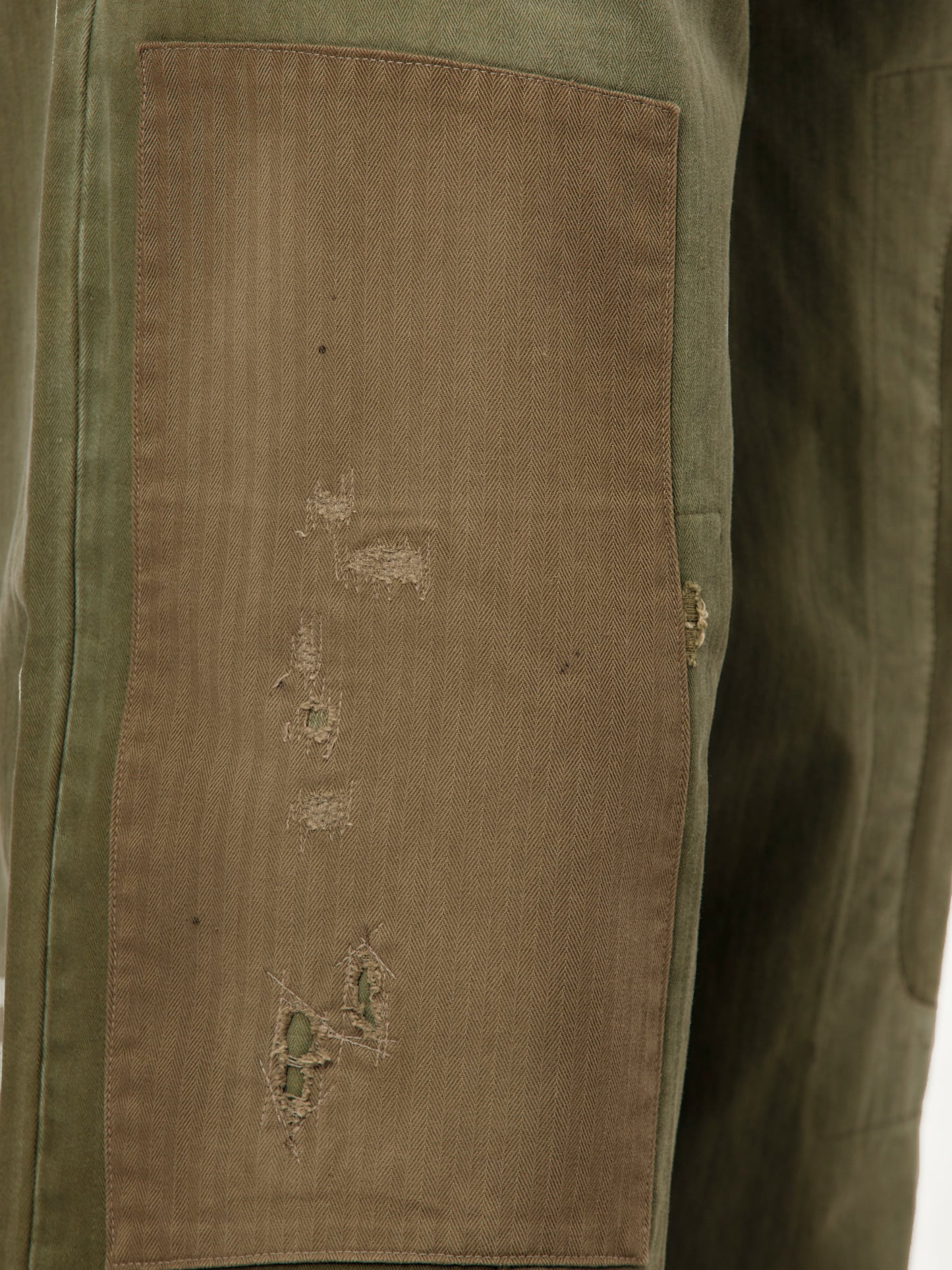 Herringbone FATIGUE Baggy Pants (Khaki RUSHFILED Remake)