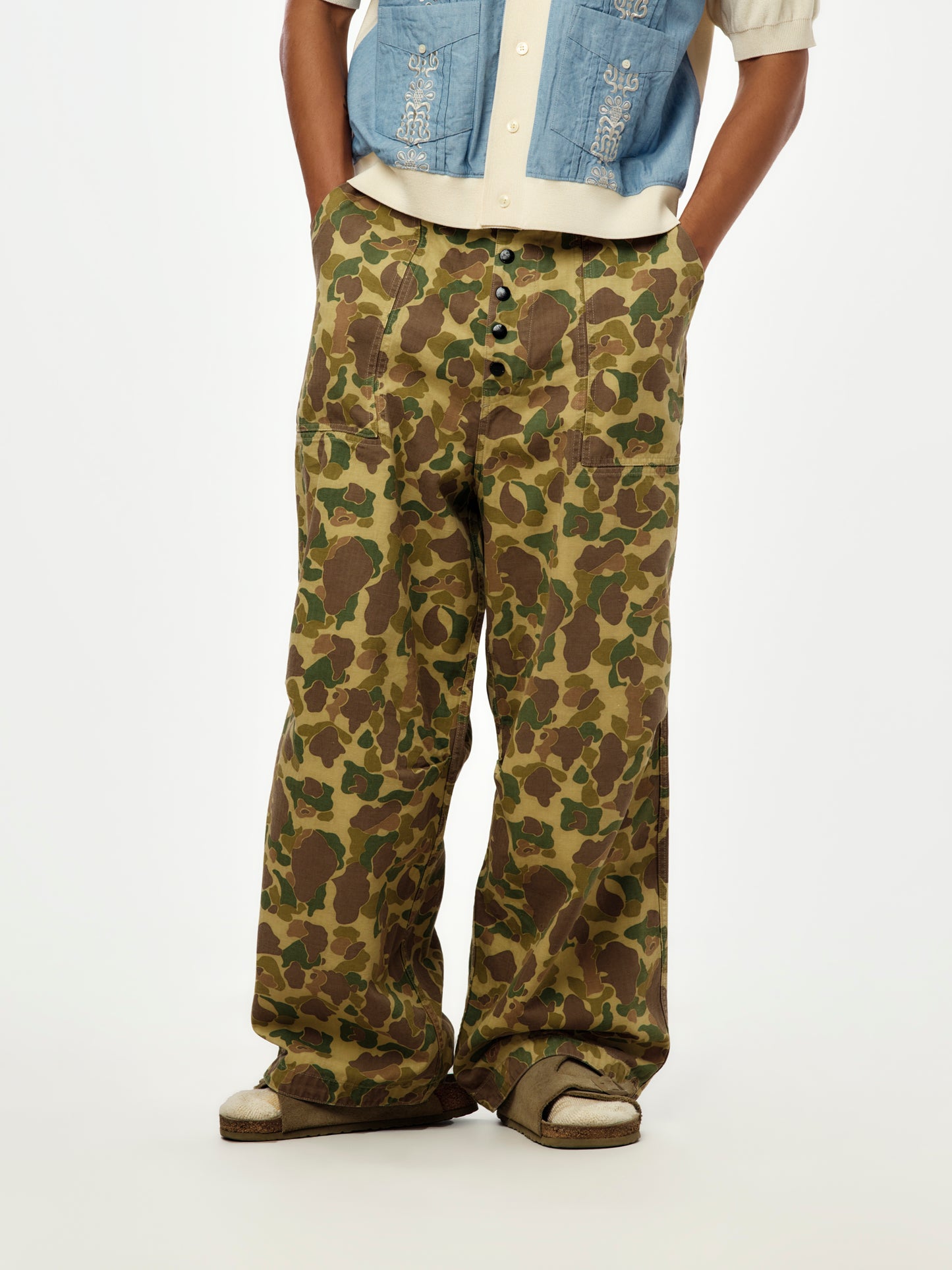Herringbone Reversible Fatigue Baggy Pants (Hunter Camo)