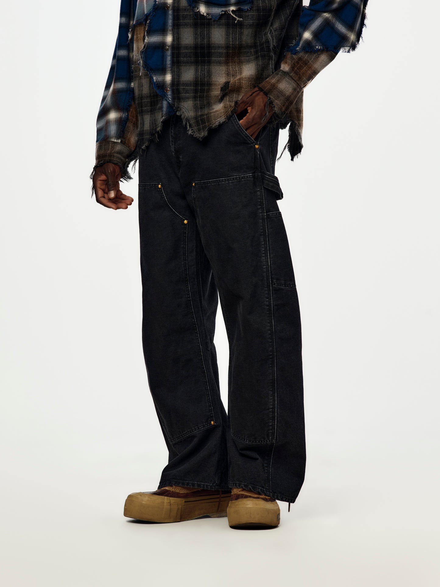 3D Cut Painter Pants (BLACK)