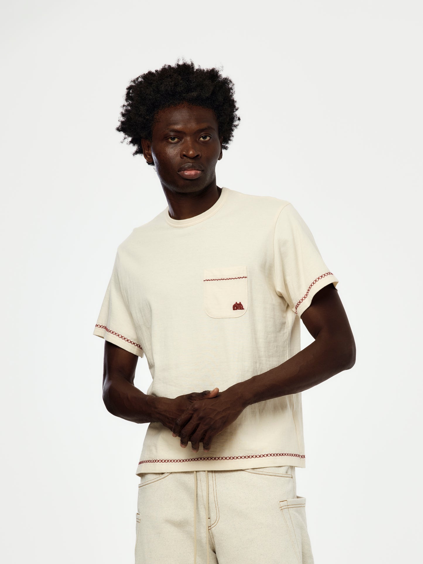 Hand Embroidered T-shirt (OATMEAL)