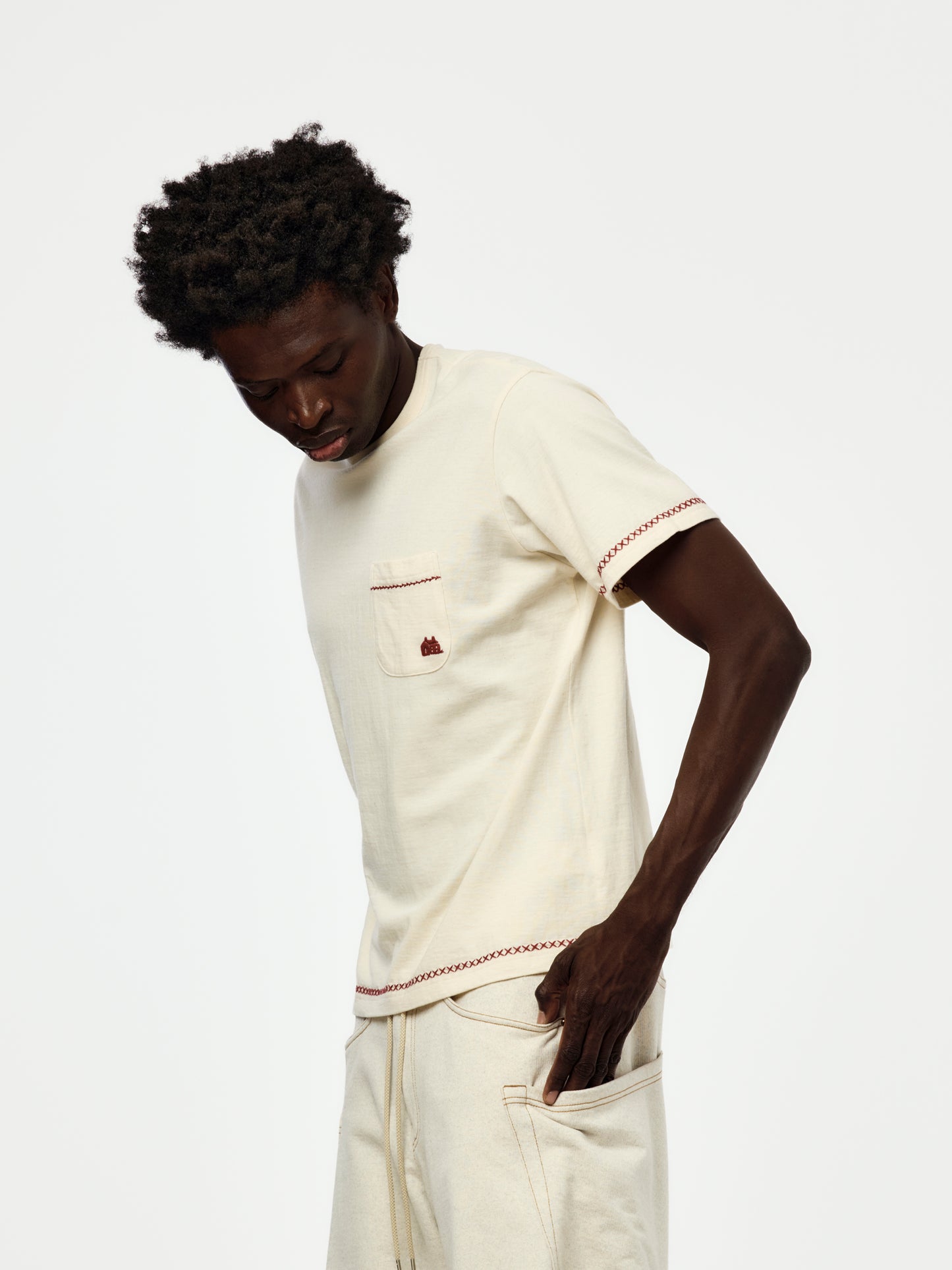 Hand Embroidered T-shirt (OATMEAL)