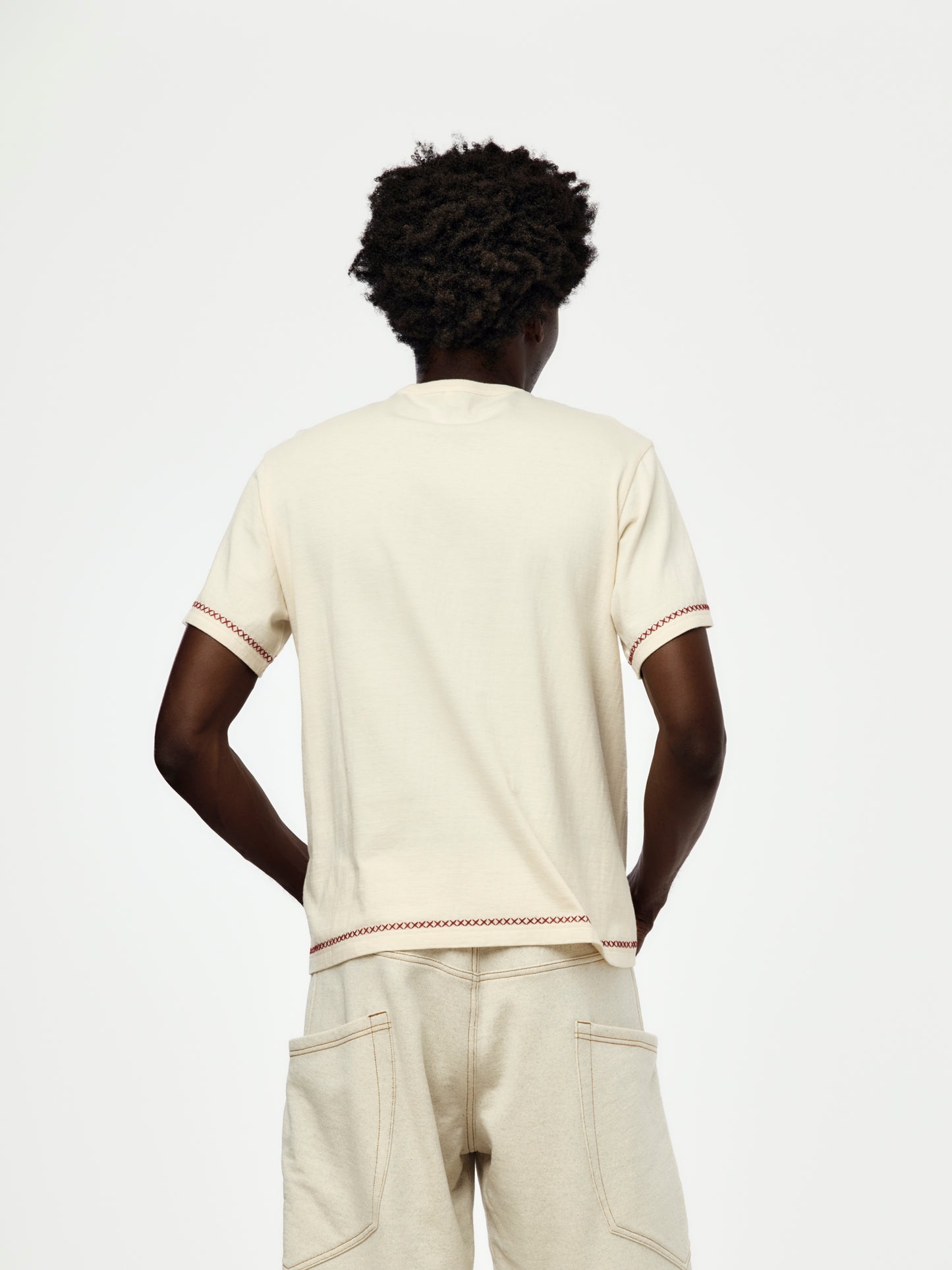 Hand Embroidered T-shirt (OATMEAL)