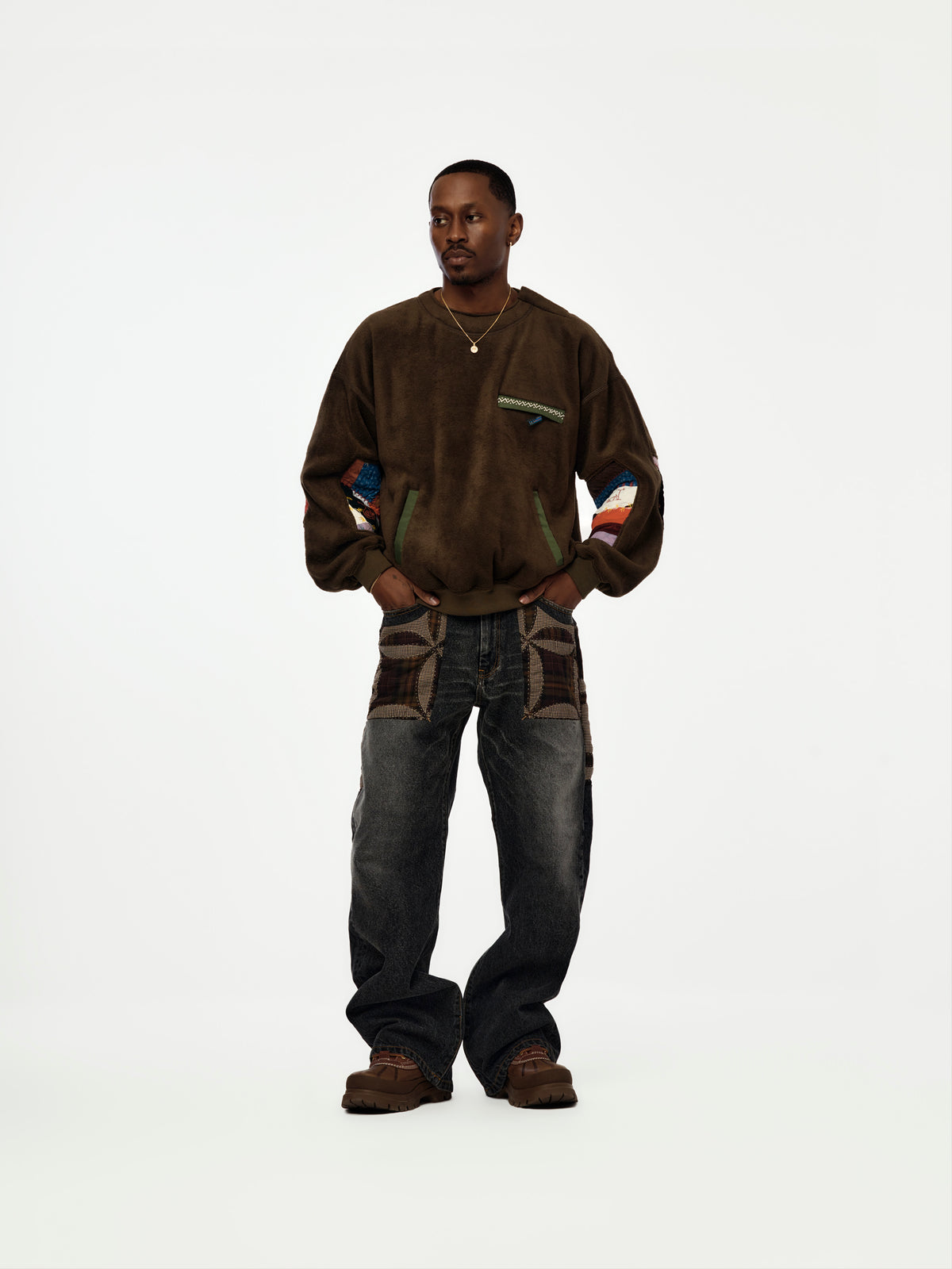 Quilt Fleece Pullover (KHAKI)