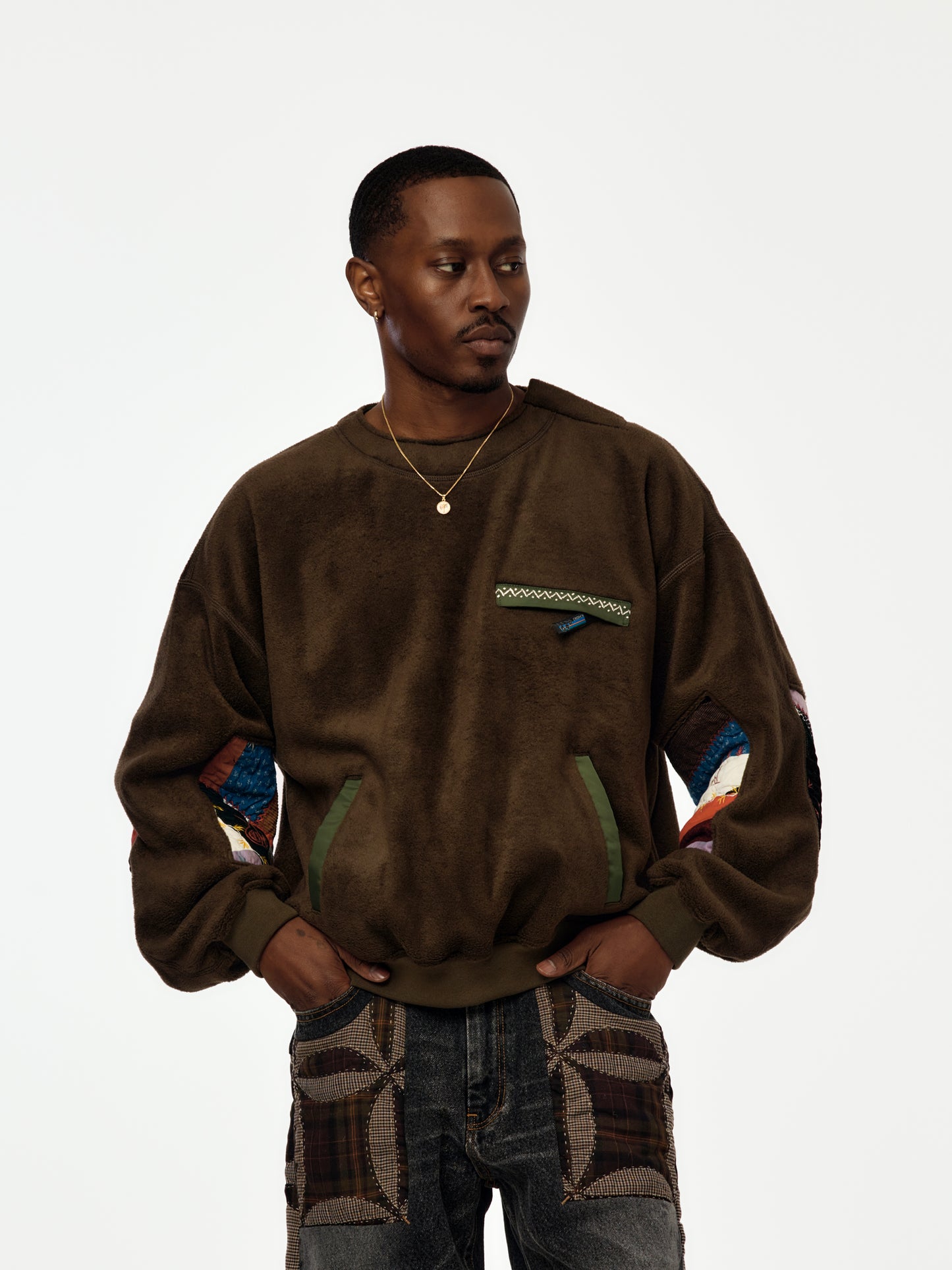 Quilt Fleece Pullover (KHAKI)