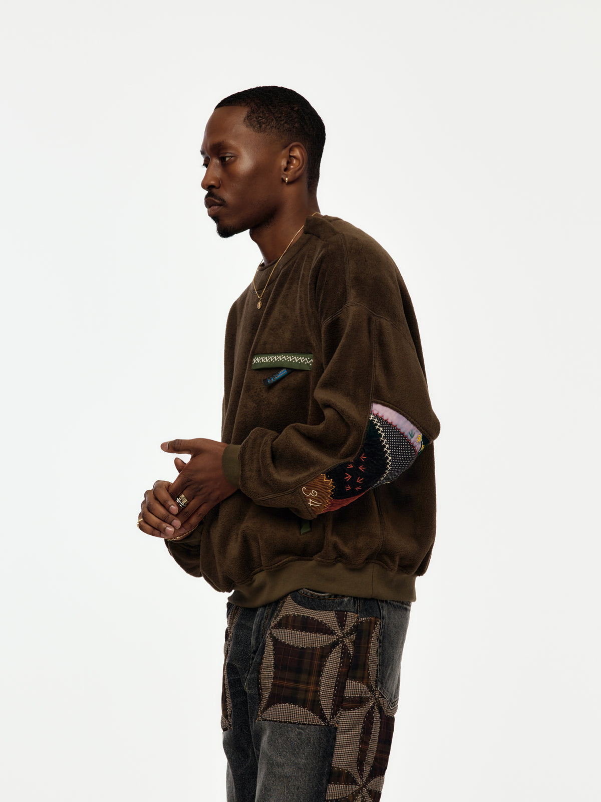 Quilt Fleece Pullover (KHAKI)