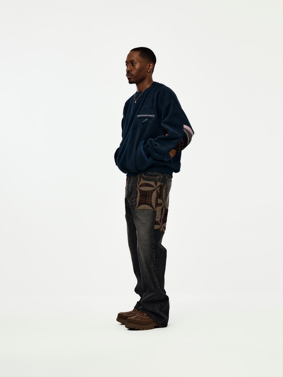 Quilt Fleece Pullover (NAVY)