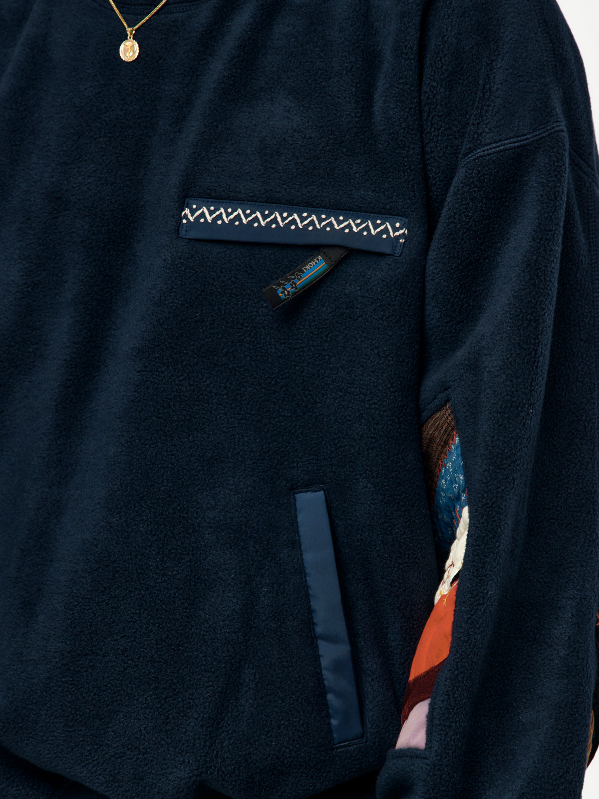 Quilt Fleece Pullover (NAVY)