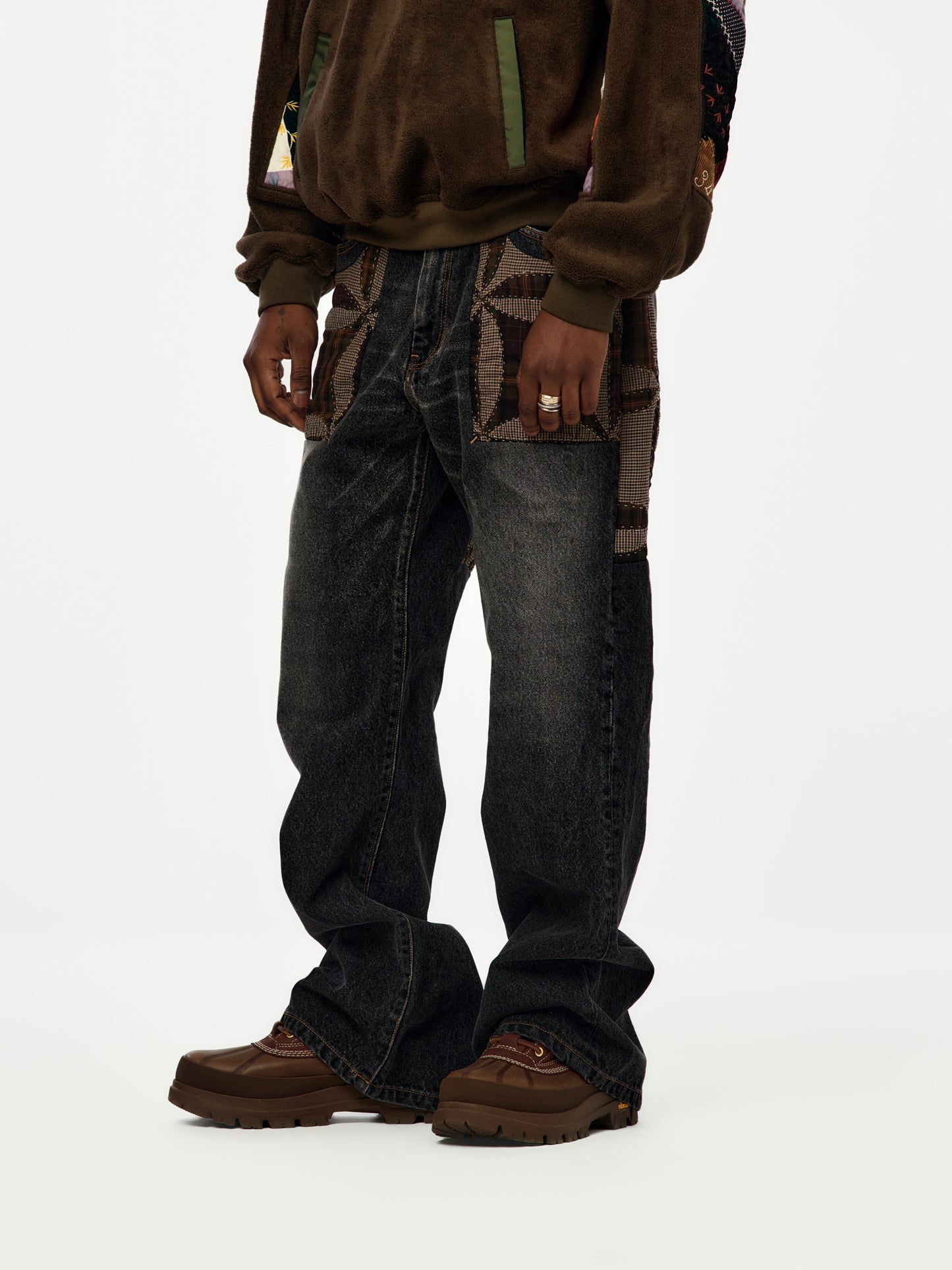 Quilted Denim Pants (BLACK)