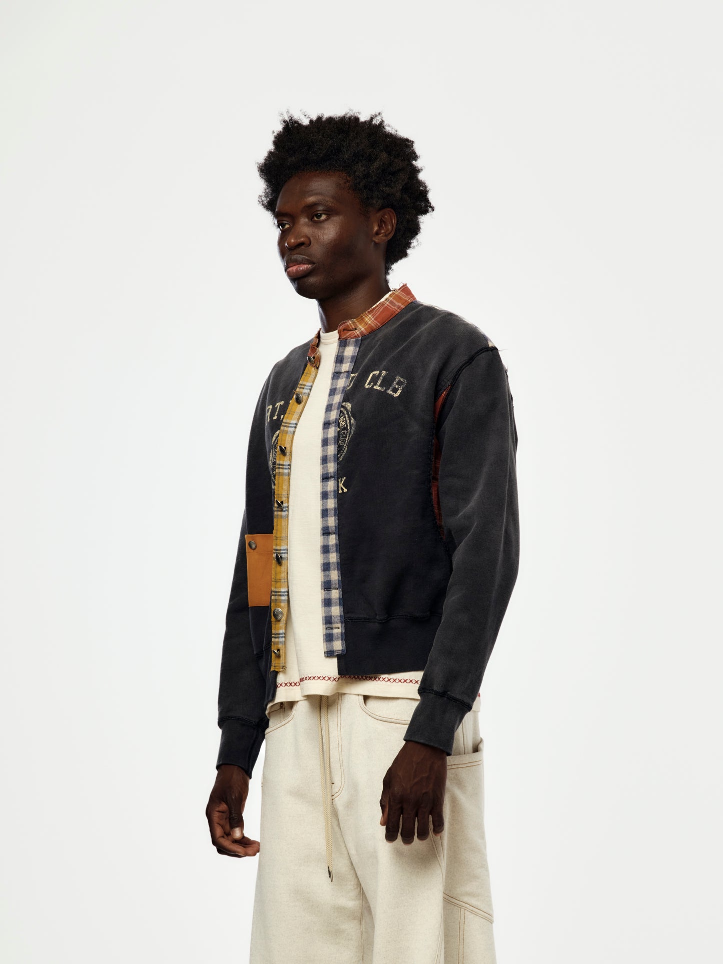 Vintage Finished Sweat Cardigan (BLACK)