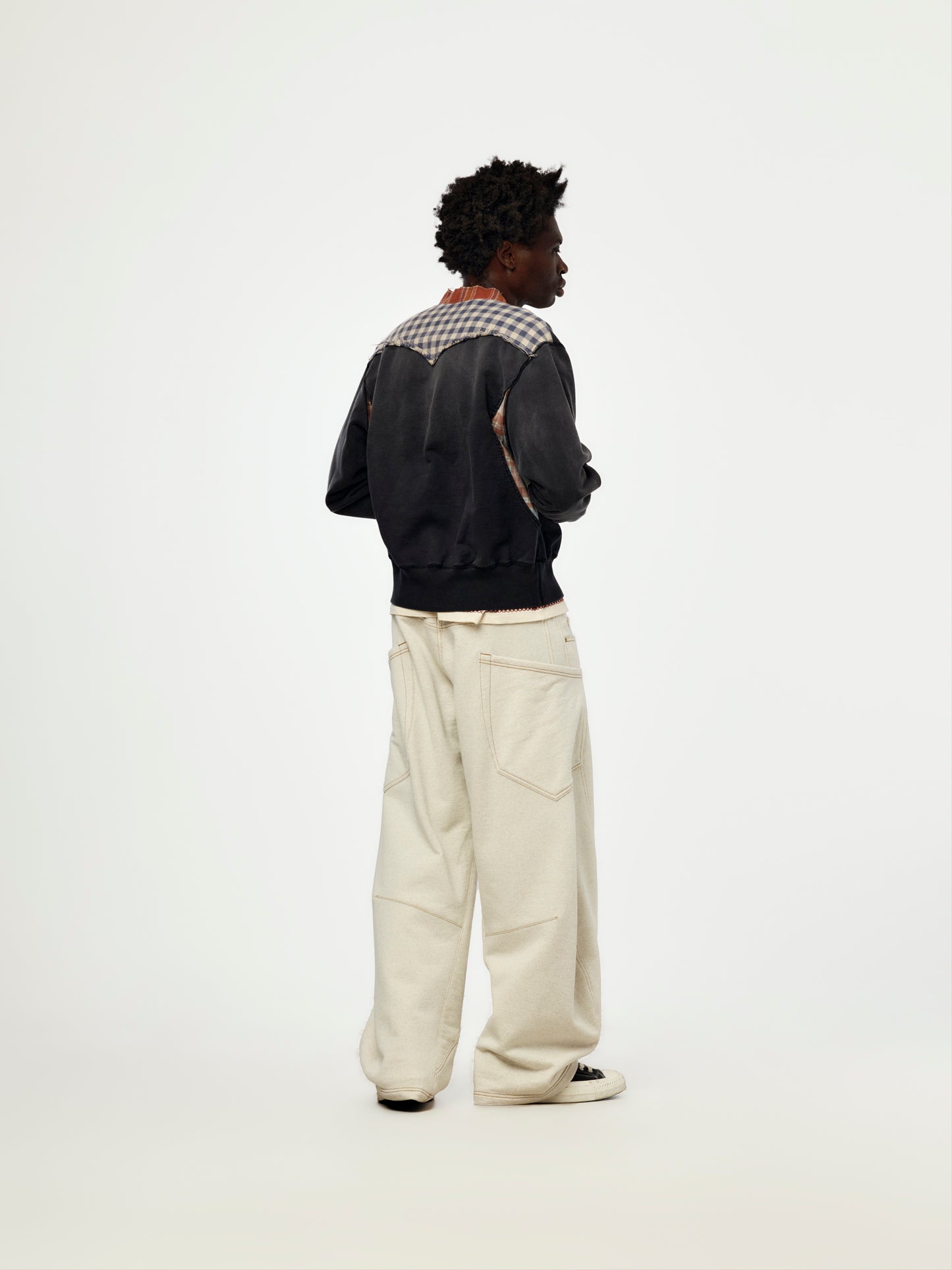 Vintage Finished Sweat Cardigan (BLACK)