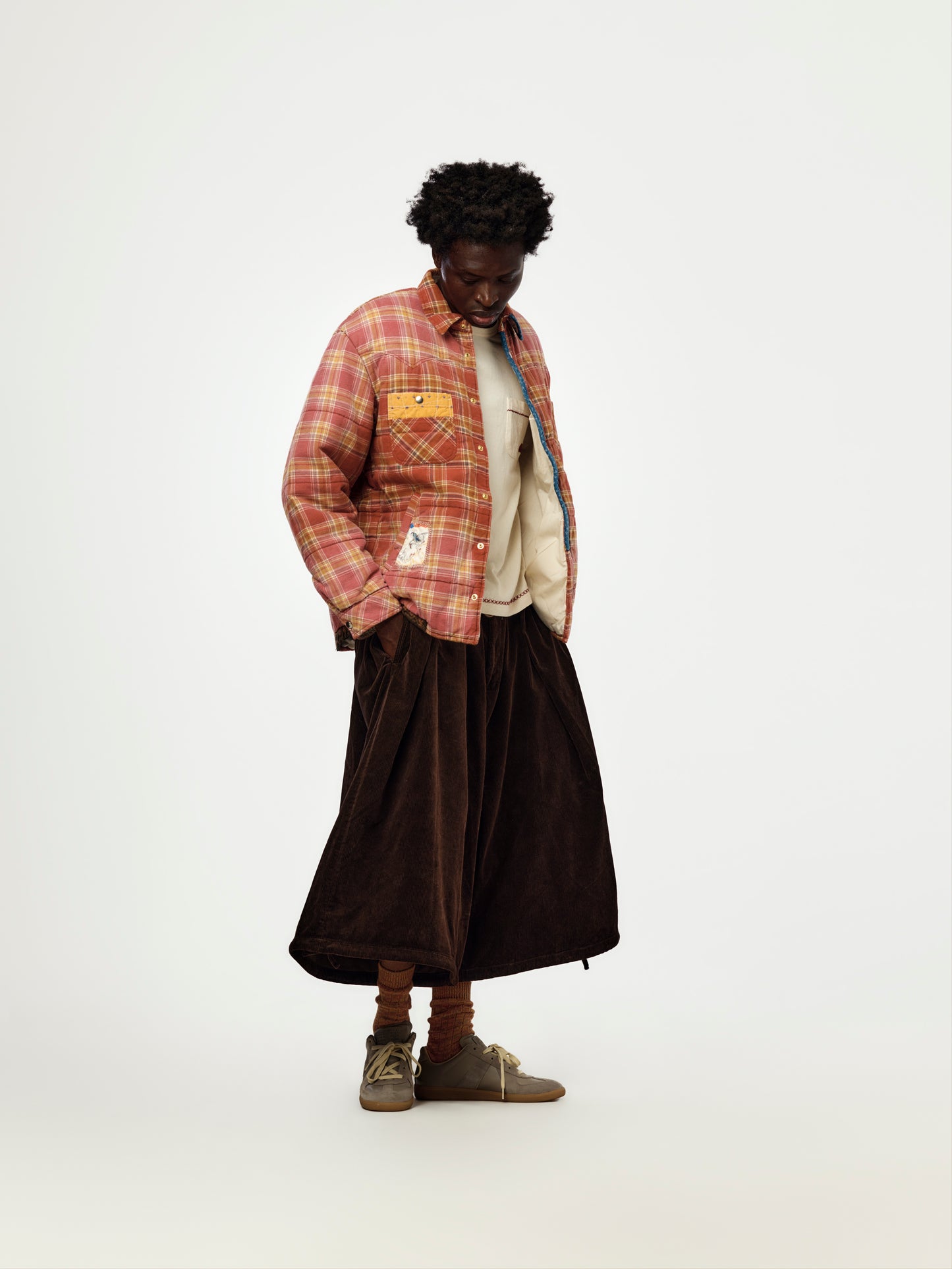 Vintage Checked Puffer Jacket (RED)